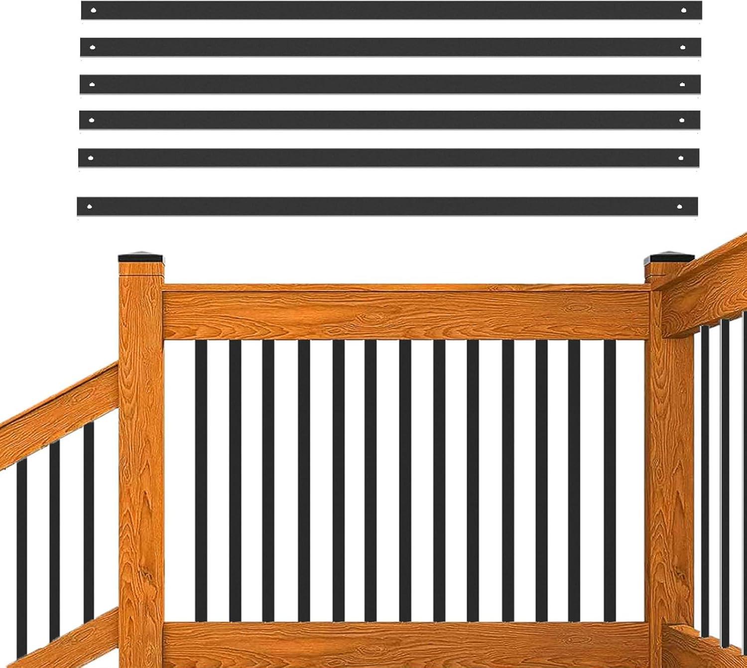 25 Pack Rectangle Staircase Balusters, 36" Black Metal Deck Spindle and Stairs Railing, Hollow Rectangle Deck Balusters for Porch Railing