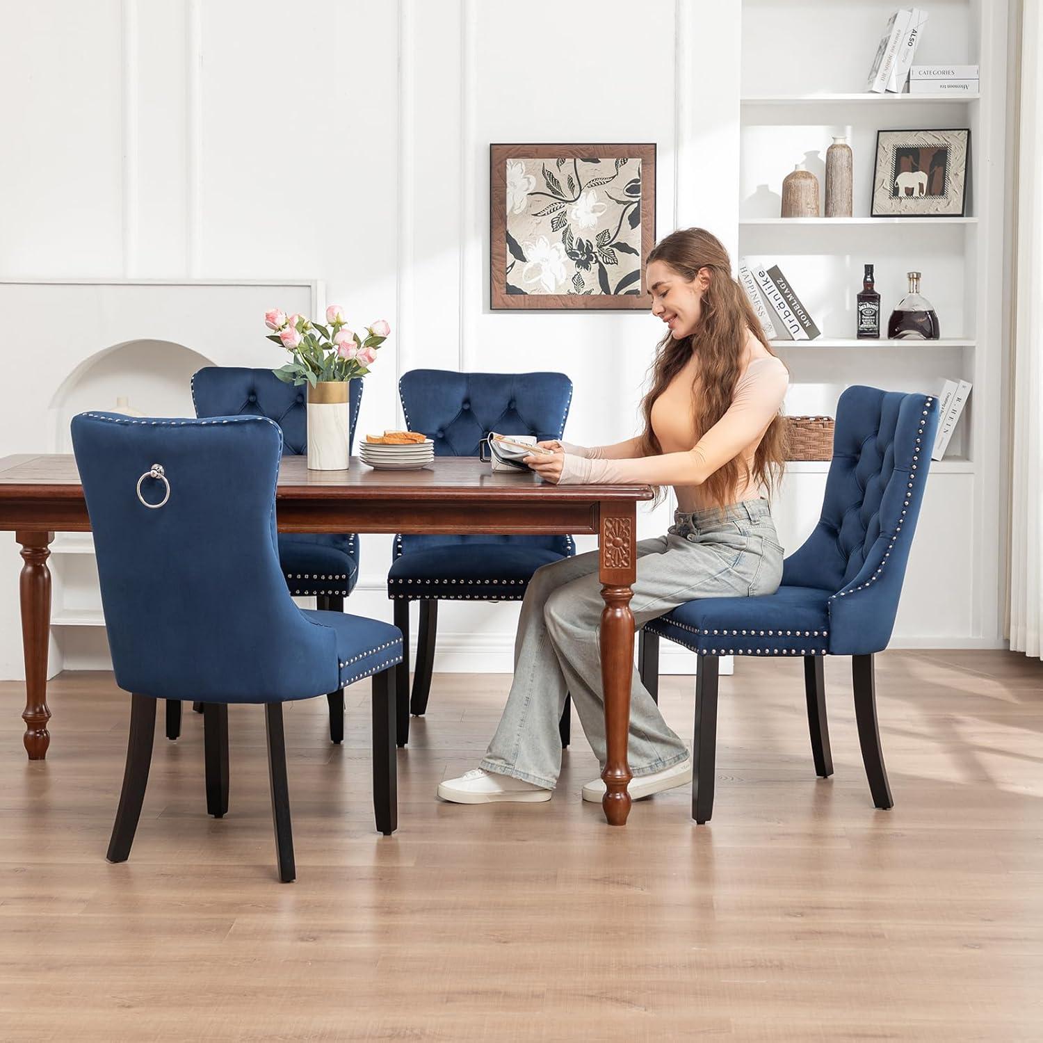 Rosdorf Park Velvet Kitchen Upholstered Dining Chair (Set of 4)