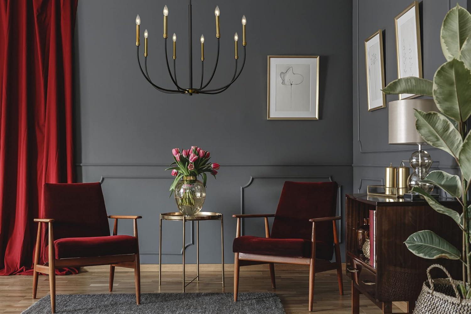 Haylie Opulent Oversized Brass & Matte Black 8-Light Chandelier