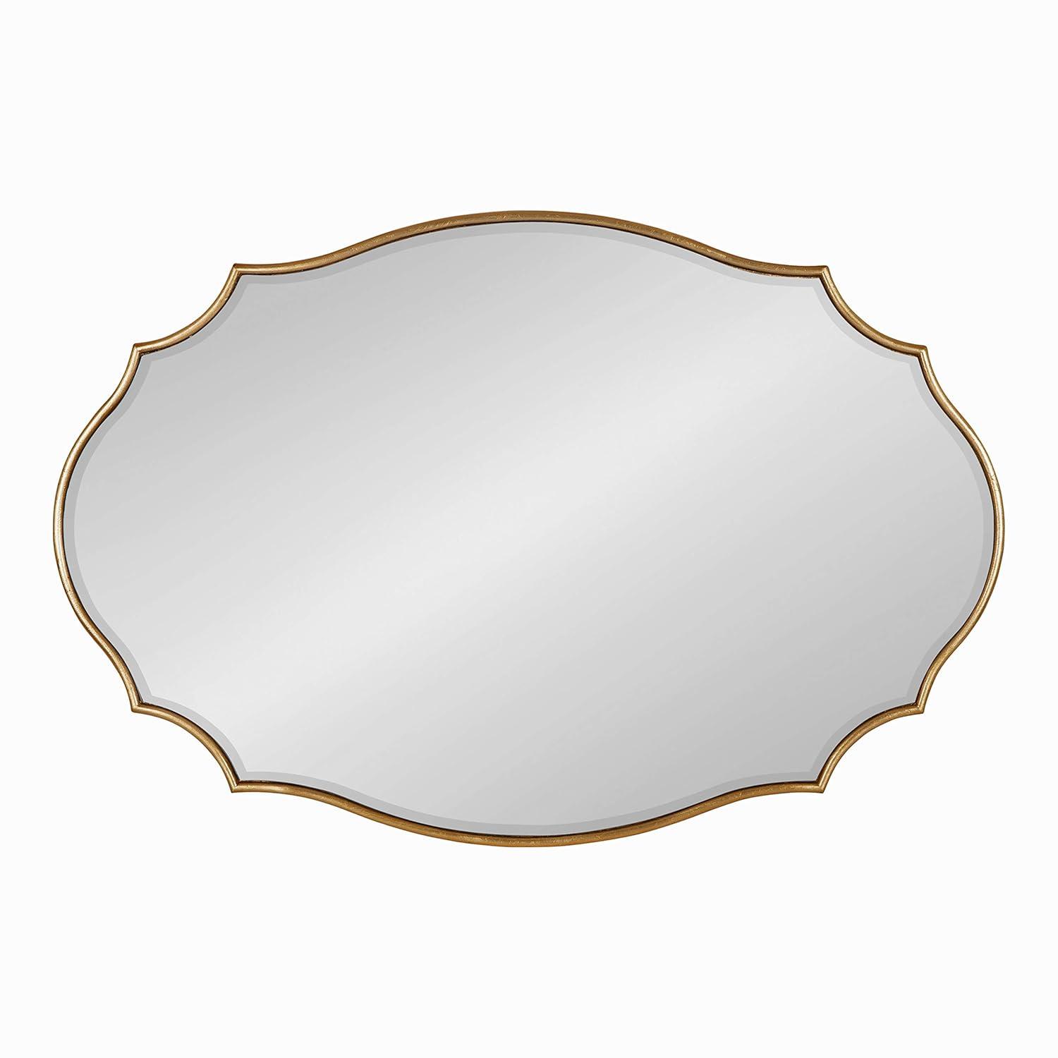 24" x 36" Leanna Scalloped Oval Decorative Wall Mirror Gold - Kate & Laurel All Things Decor