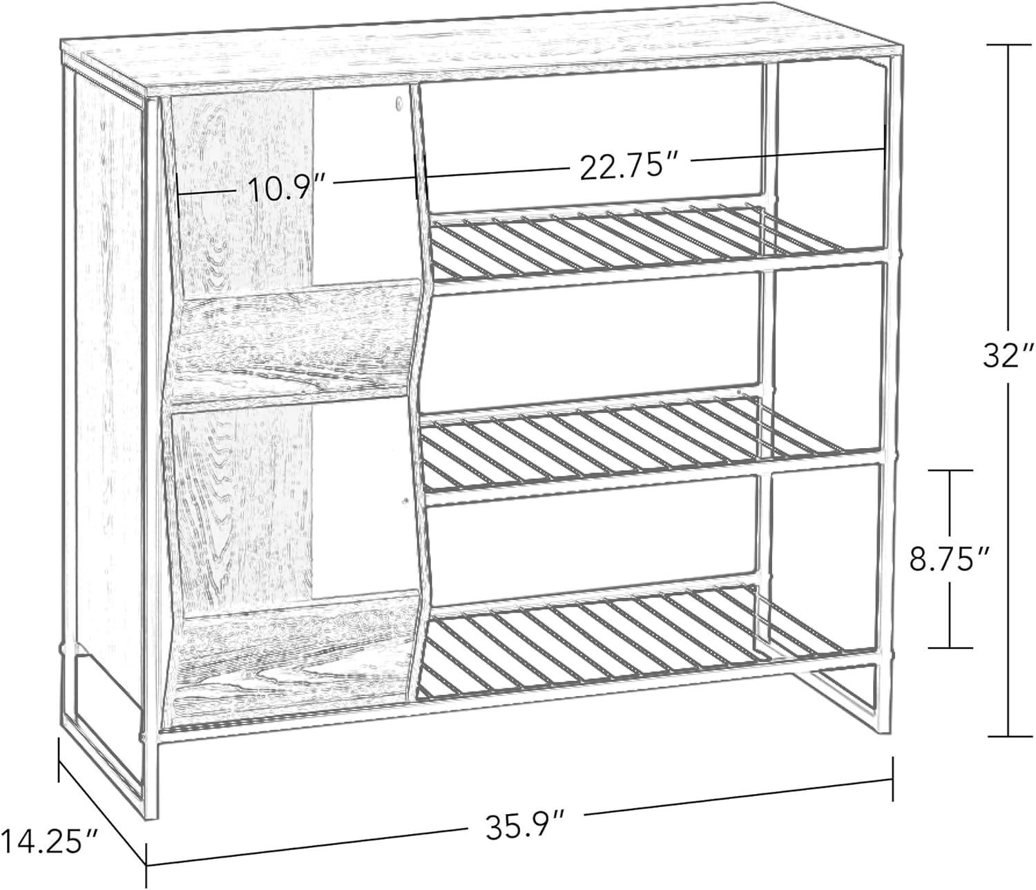 Afton Entryway Shoe Storage Organizer with 3 Shoe Racks and 2 Shoe Organizer Boxes Weathered Woodgrain - RiverRidge Home