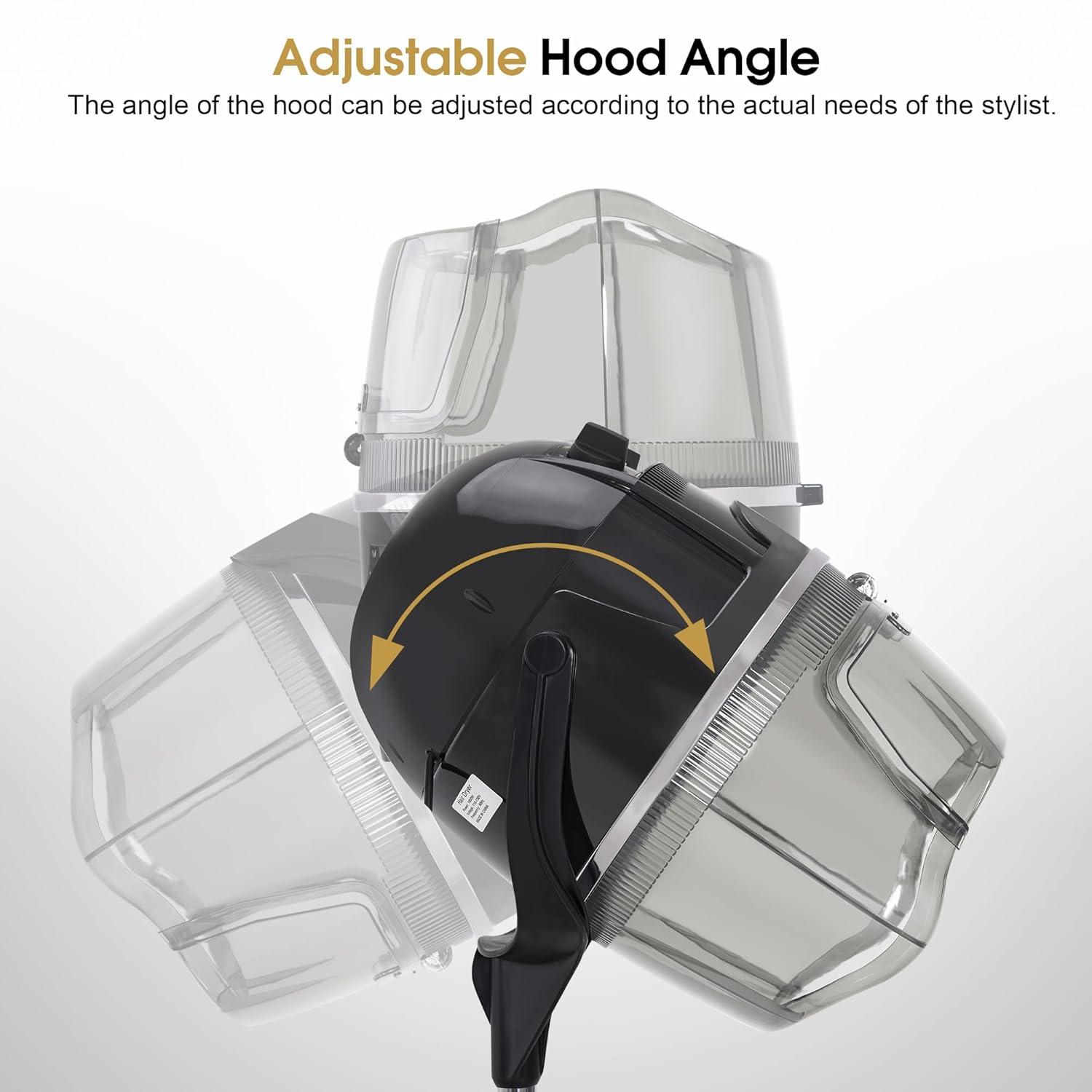 BarberPub Adjustable Bonnet Hood Hair Dryer with Wheel