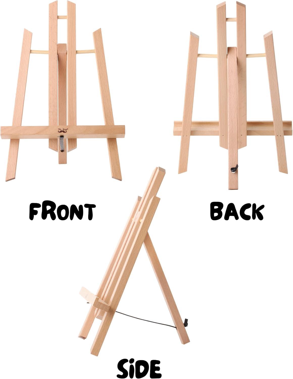 U.S. Art Supply 11" Small Tabletop Wood Display Stand A-Frame Artist Easel, Beechwood Tripod, Kid Student Painting Party