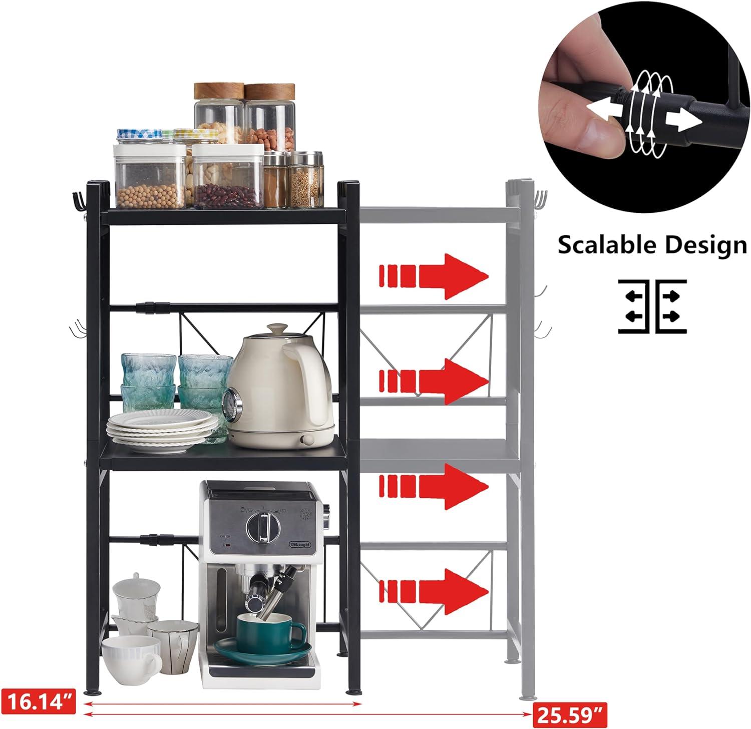 3-Tier Microwave Oven Rack With 9 Hooks