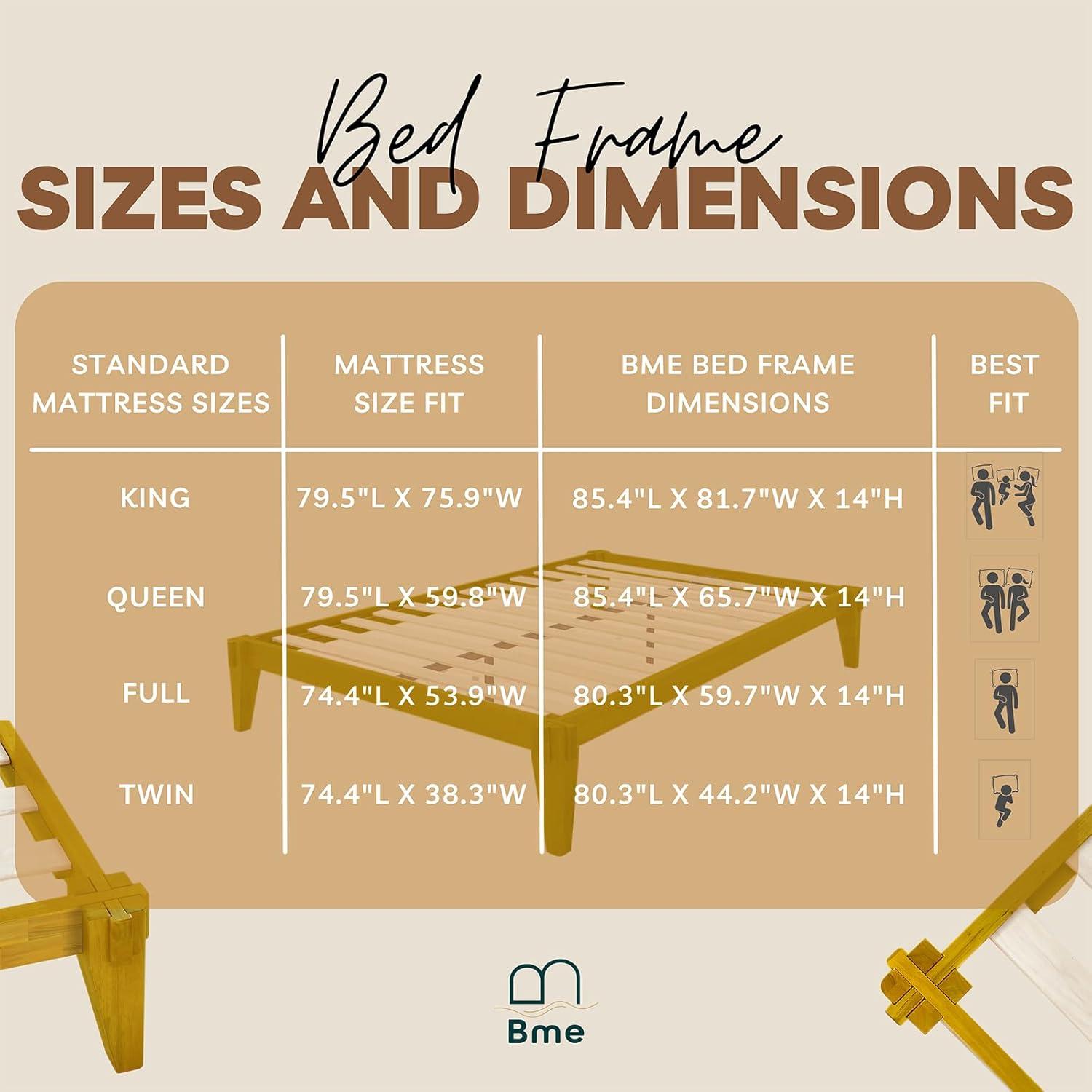 Natural Wood King Platform Bed Frame with Storage