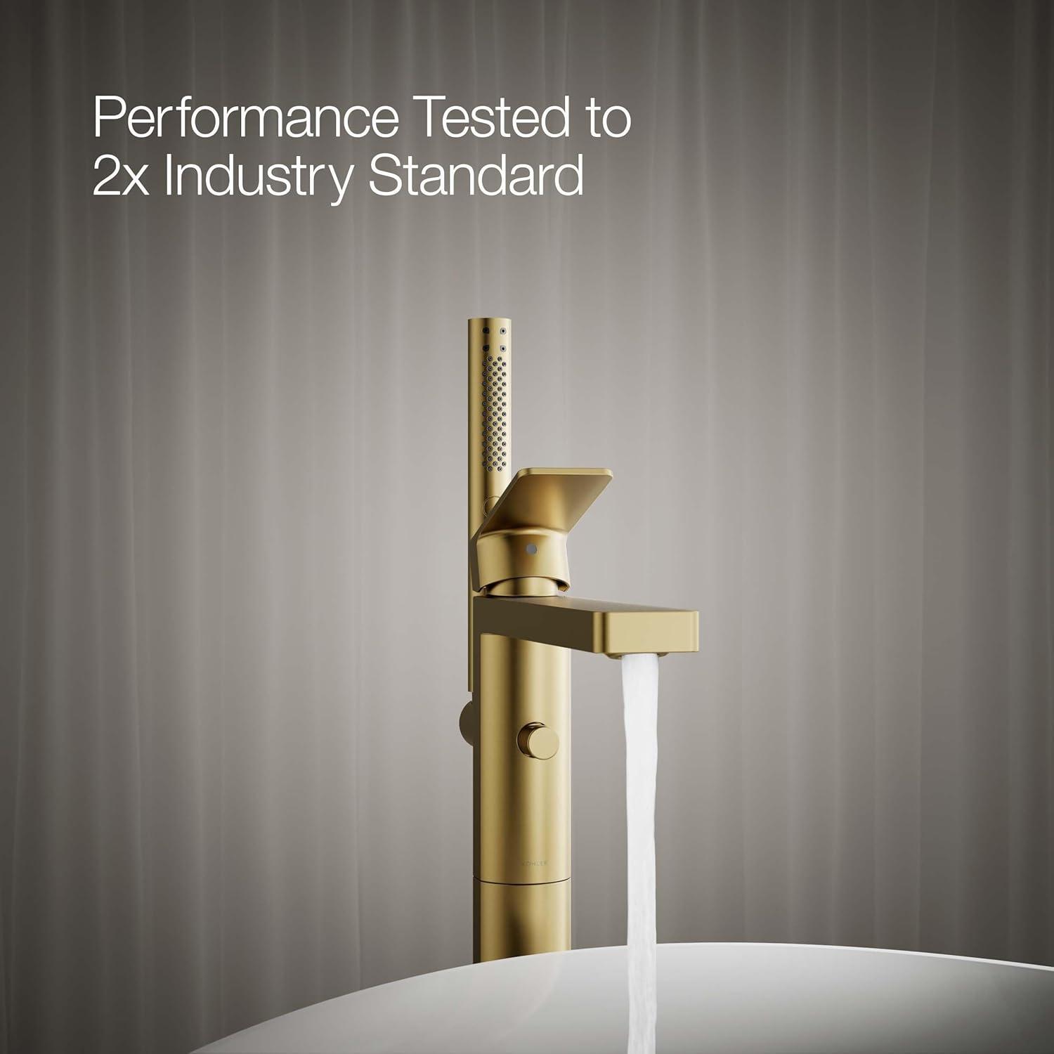 Parallel Floor-Mount Bath Filler Trim With Handshower