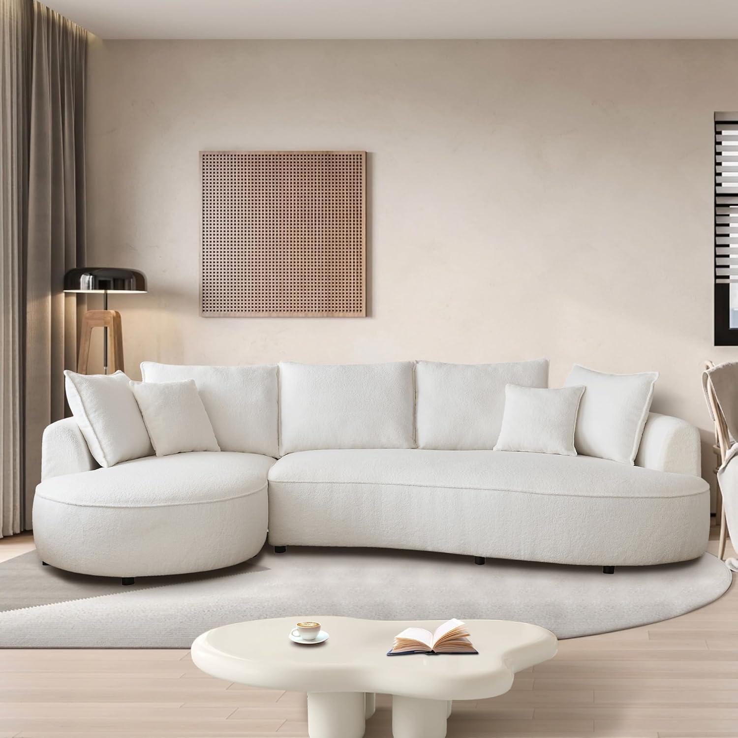 Excellent Future 122.8" Curved Sofa Modern Curved Couch Living Room Modular Sectional Sofa