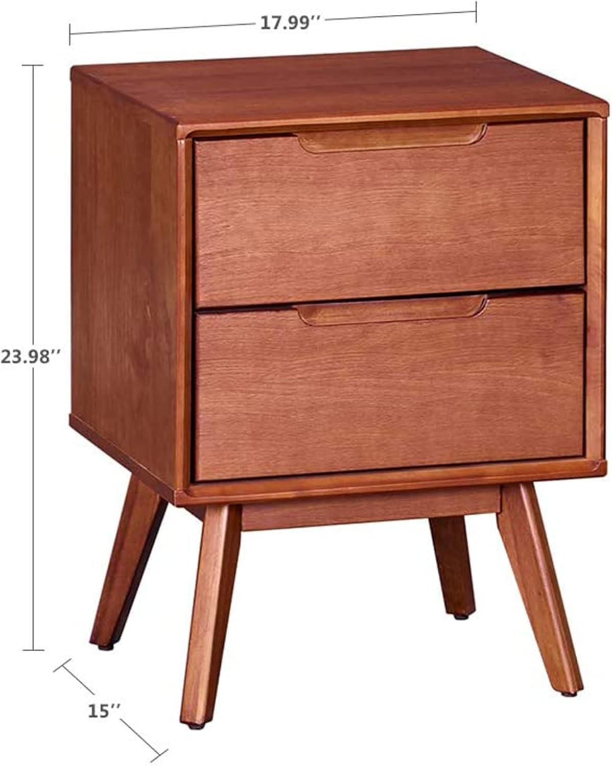 MUSEHOMEINC Mid Century Solid Wood Walnut Nightstands with Two Drawers - Modern Bedside Table with Drawers,Minimalist Bedroom Furniture,End Table,Stylish Nightstands for Bedroom,Living Room