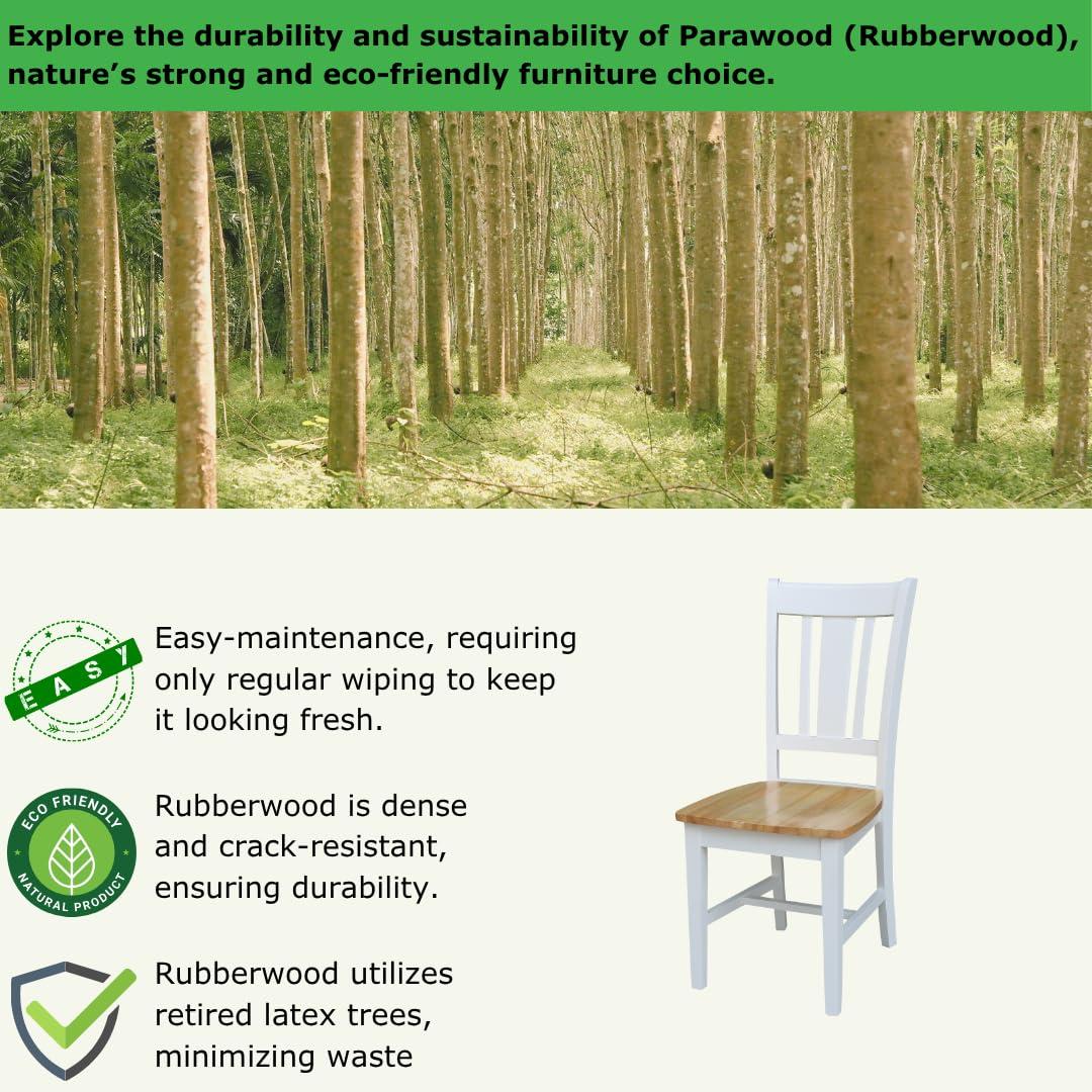 Set of 2 San Remo Splatback Dining Chairs White/Natural - International Concepts: Hardwood Frame, Armless Design