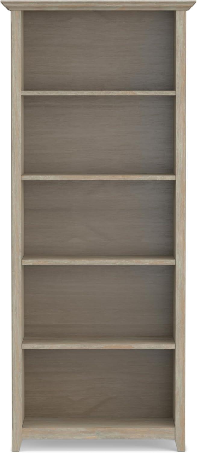 Distressed Grey Pine Adjustable 5-Shelf Bookcase