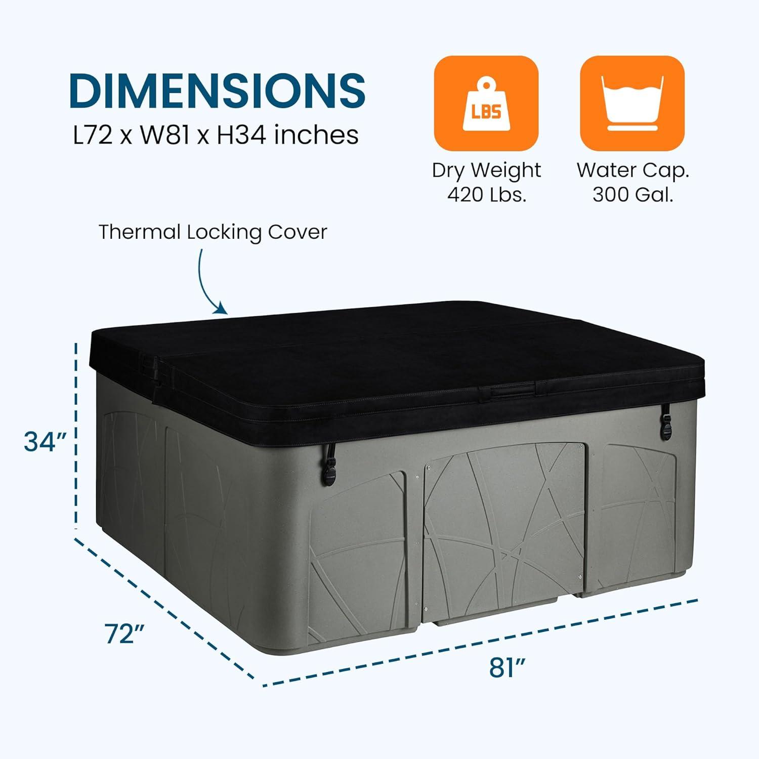 Lifesmart Spas 5 Person Plug and Play Hot Tub, 110 Volt 28 Jet Outdoor Spa with LED, Waterfall, Durable Thermal Cover, and Ozonator, LS350DX, Taupe