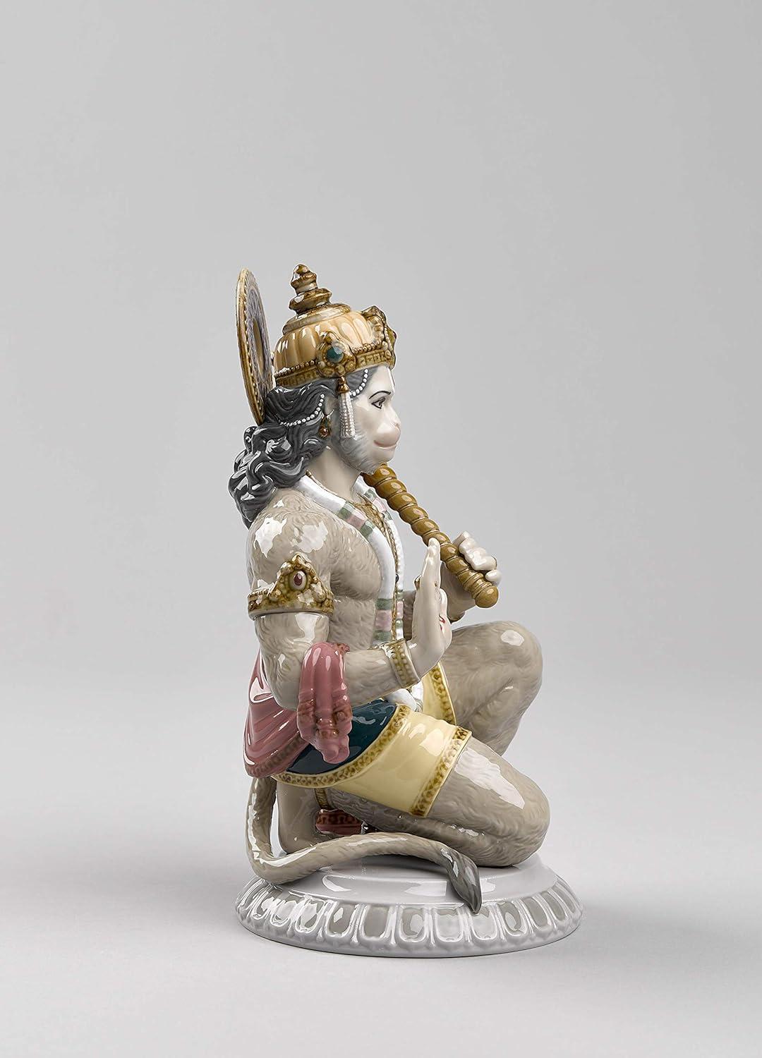 Glazed Porcelain Hanuman Figurine with Enamel Finish