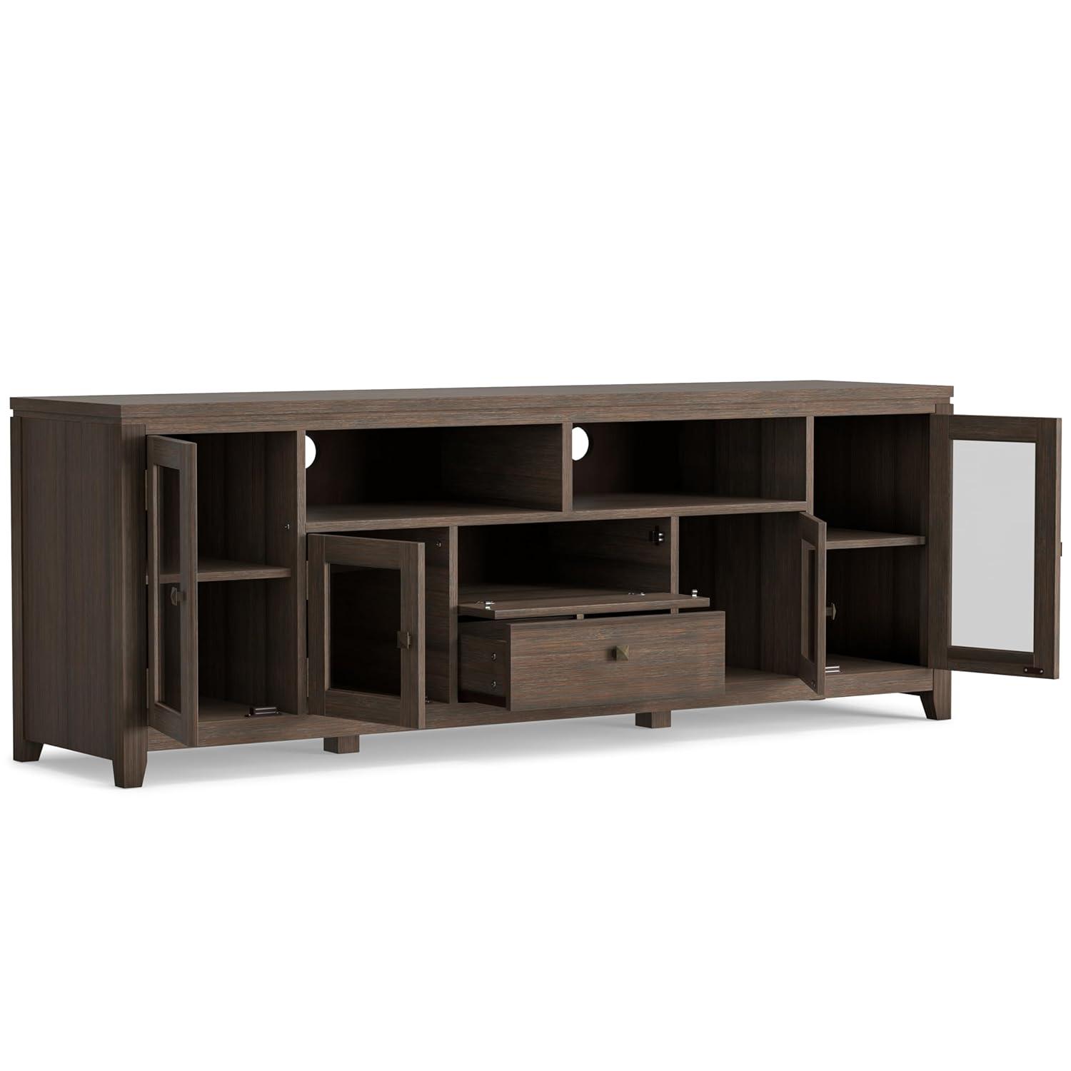 Simpli Home Cosmopolitan SOLID WOOD 72 inch Wide TV Media Stand For TVs up to 80 inches