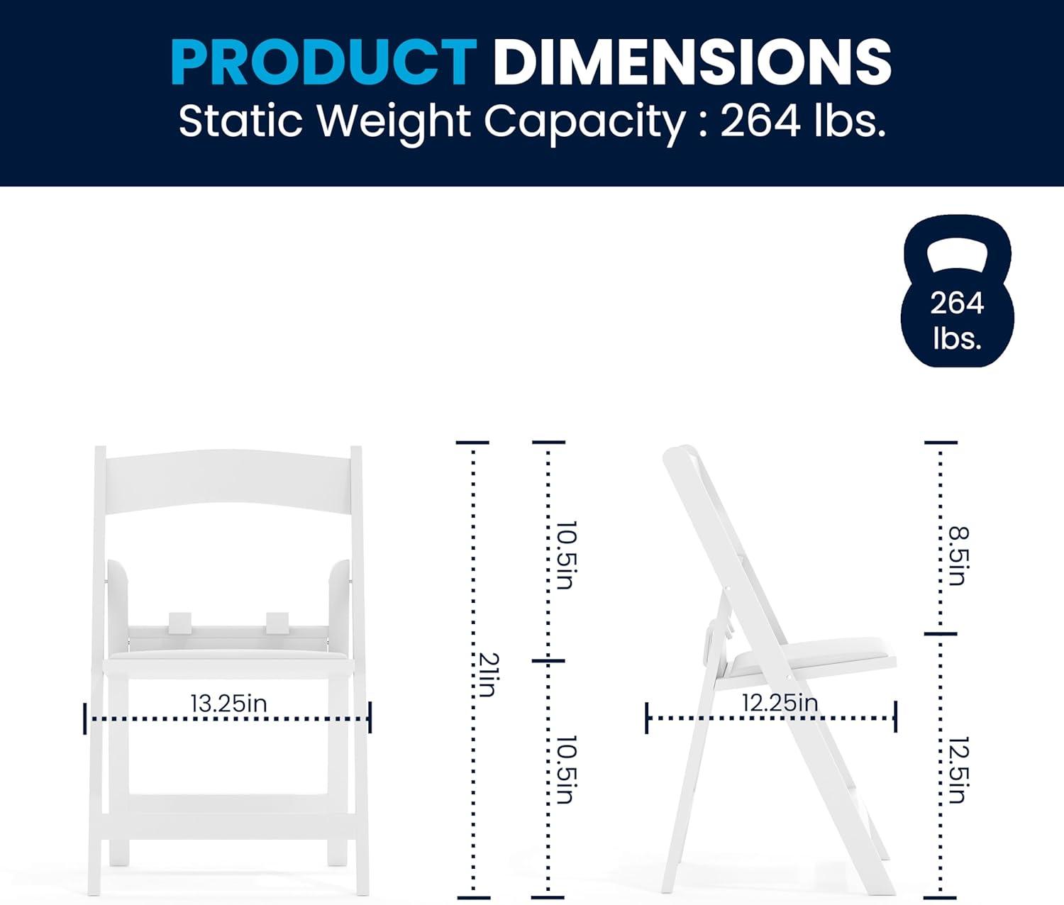 Flash Furniture Kids Folding Chairs with Padded Seats | Set of 2 White Resin Folding Chair with Vinyl Padded Seat for Kids