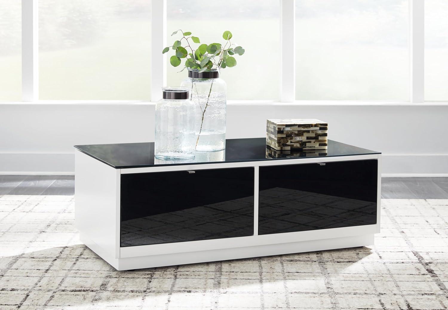 Signature Design by Ashley Gardoni Glass Tabletop Coffee Table, White/Black