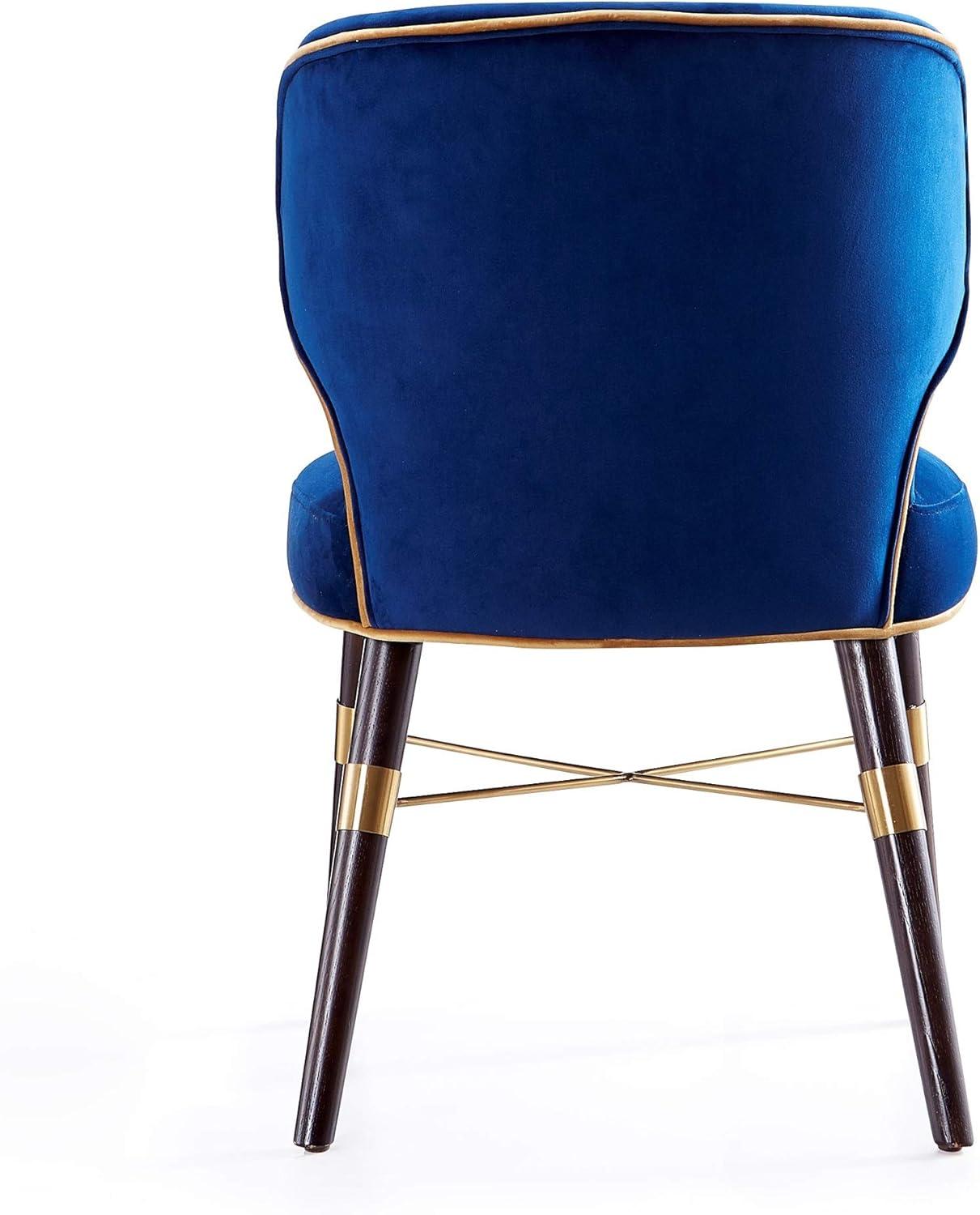 Modern Strine Dining Chair Upholstered in Velvet and Leatherette with Solid Wood Legs in Dark Taupe - Set of 2