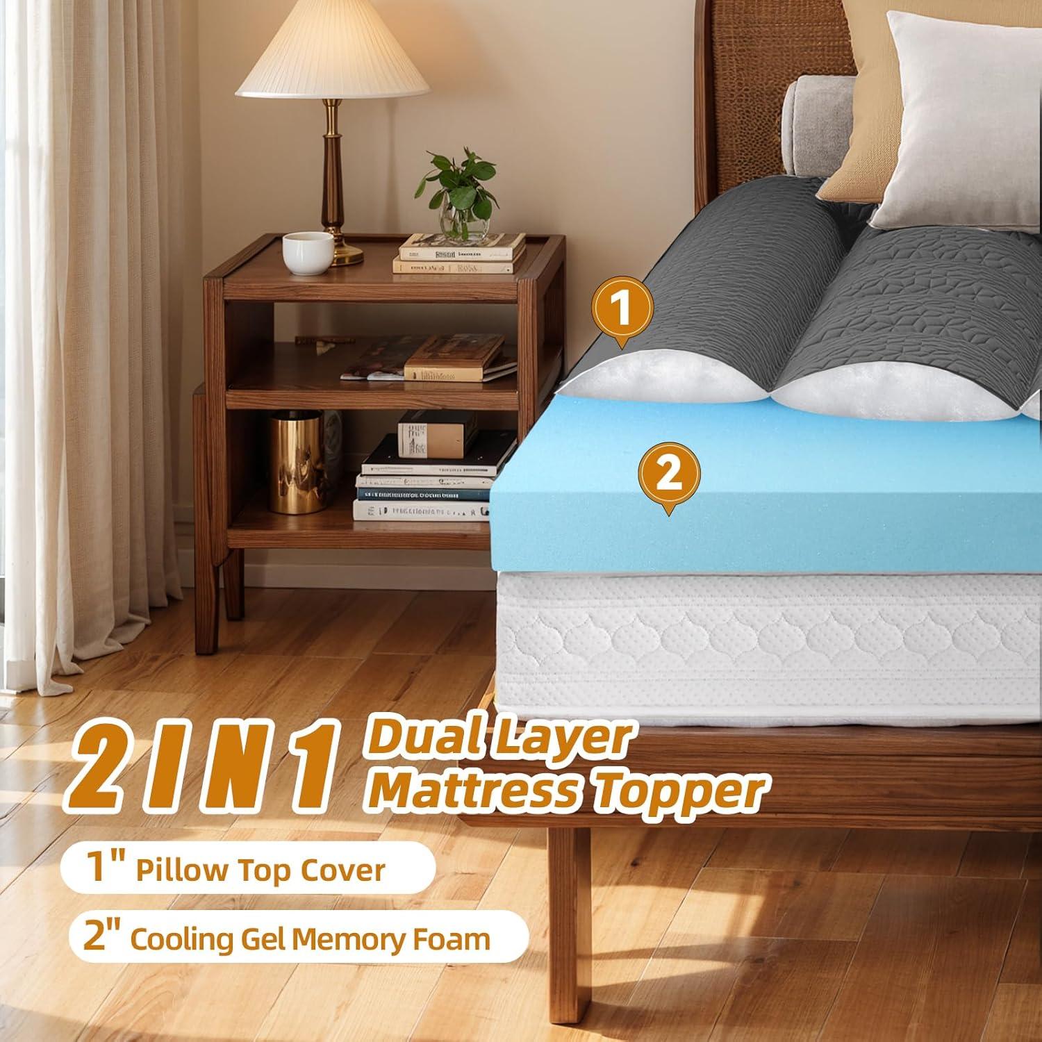 Cooling 2" Memory Foam Mattress Topper