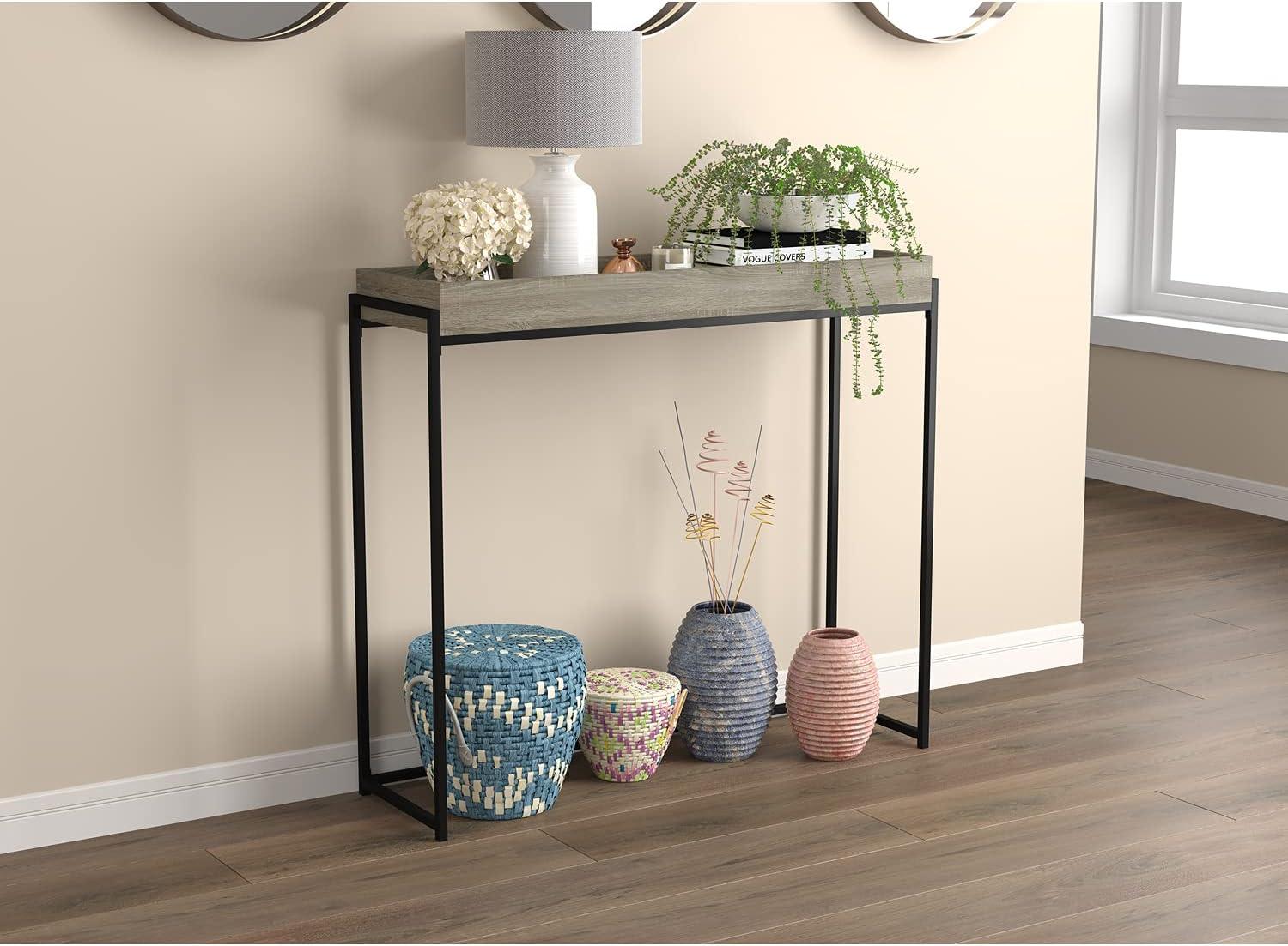 Safdie & Co. 39.5"L Sunken Tray Console Table in Dark Taupe