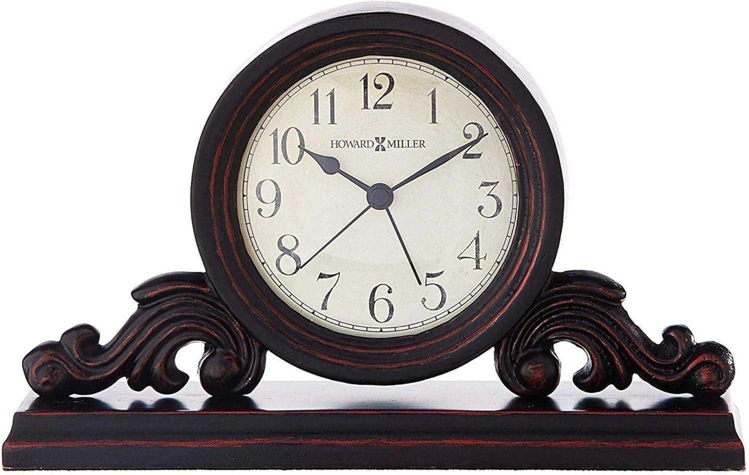 Bishop Traditional Analog Solid Wood Quartz Movement / Crystal Tabletop Clock with Alarm in Worn Black