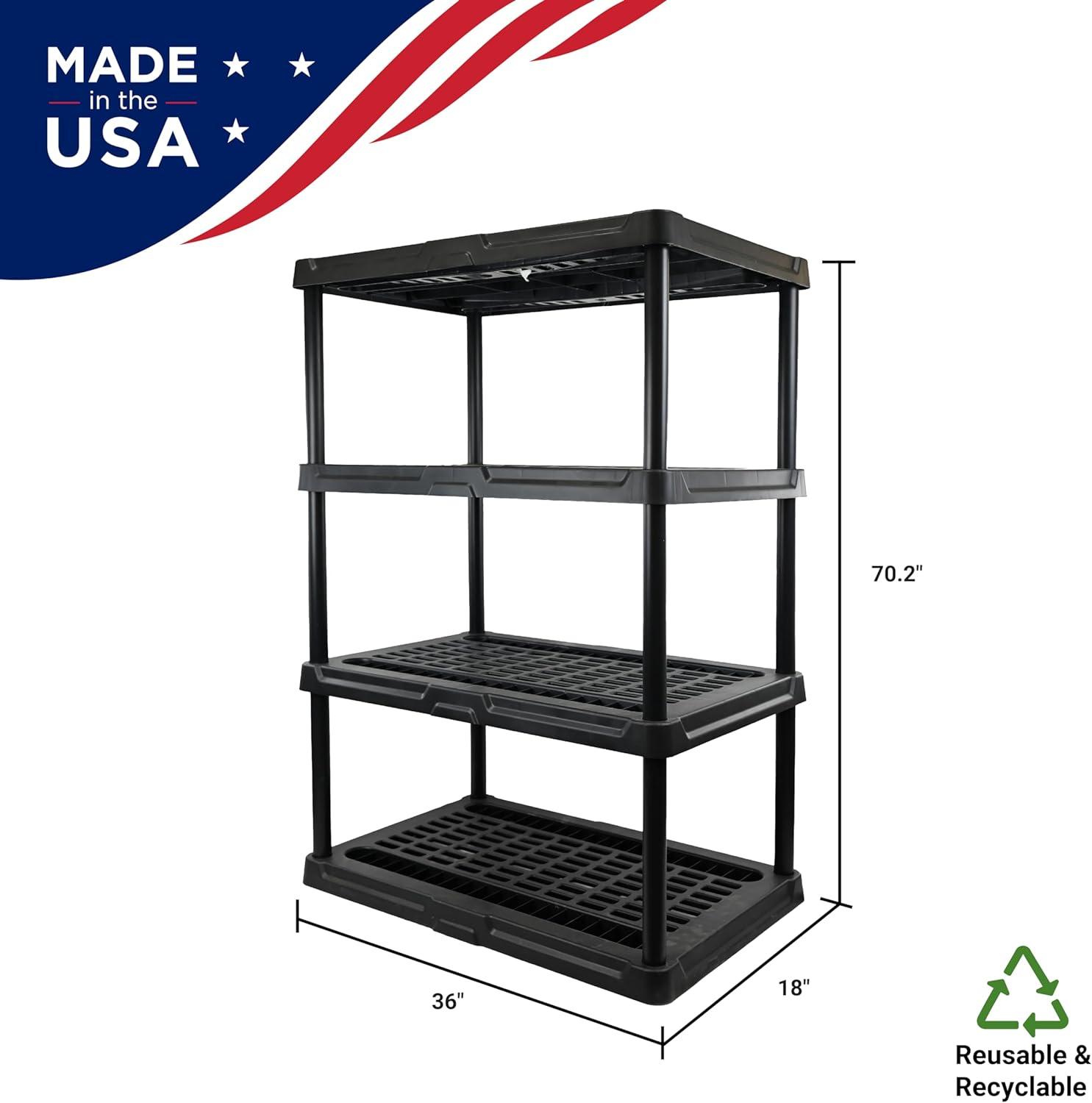 Black Heavy Duty 4-Tier Ventilated Plastic Storage Shelf