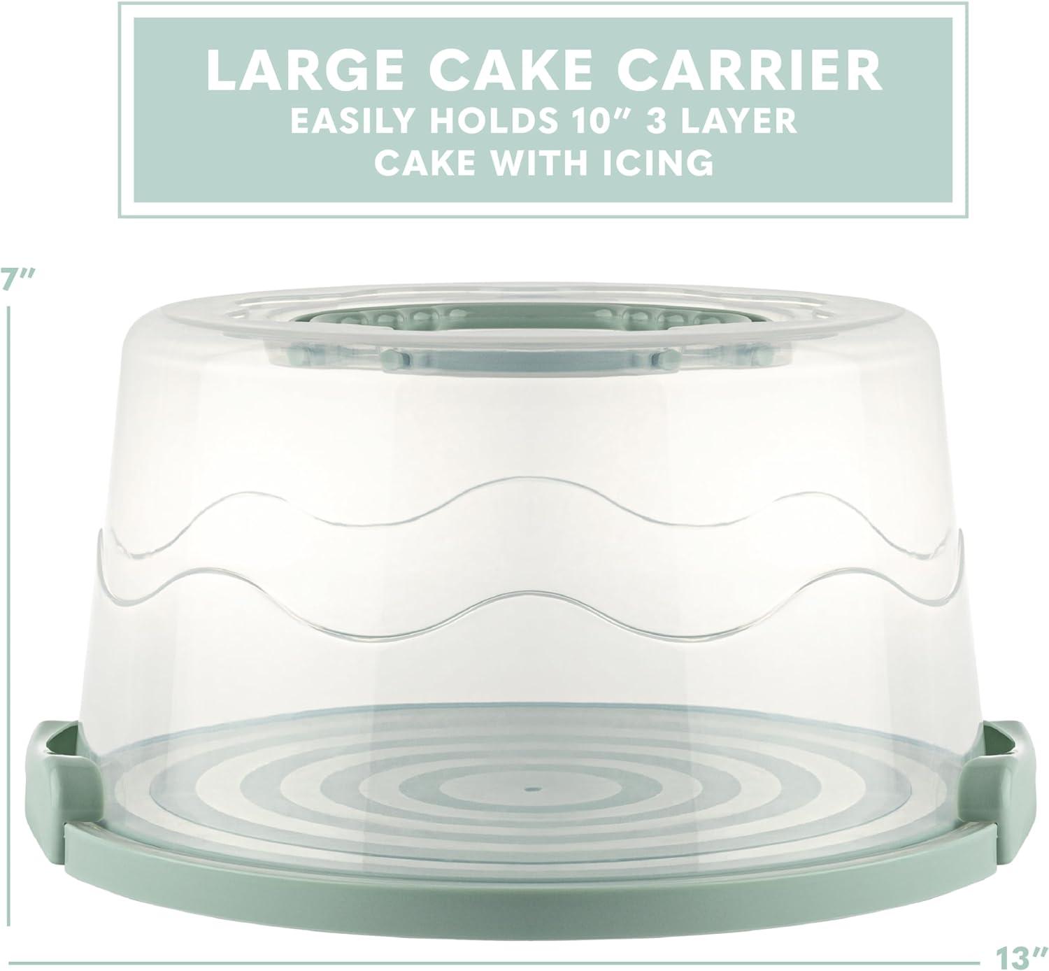 Extra Large Cake Carrier, Cake Holder with Lid & 2 Sturdy Snaps & Handles