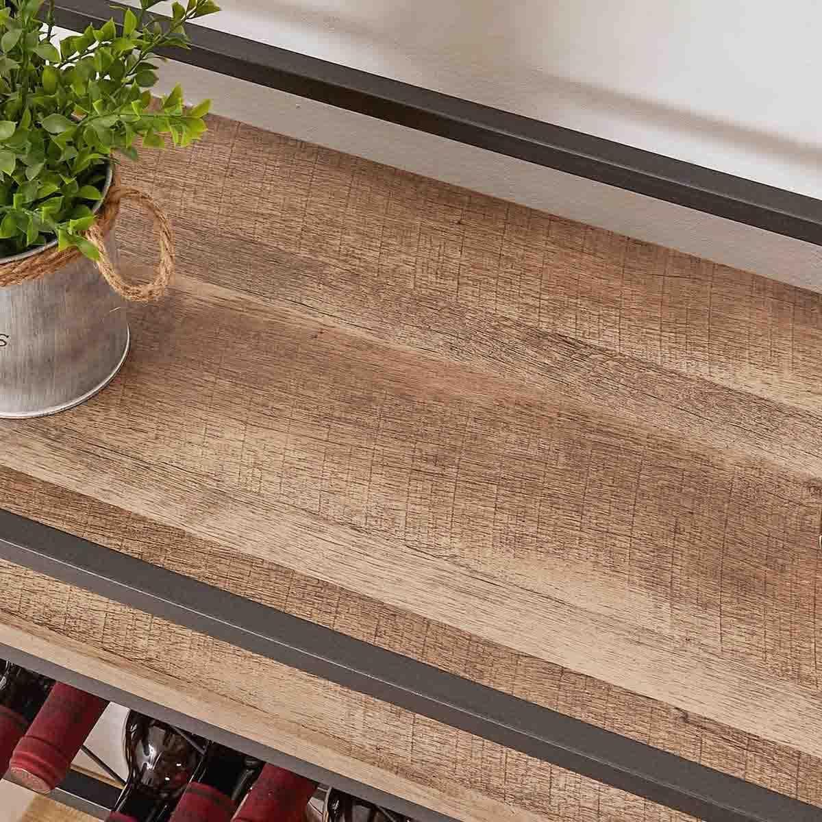 17 Stories Bar Cart For The Home, Rolling Wine Carts On Wheels With 3 Tier Wood Shelves, Liquor Beverage Cart With Wine Rack And Glass Holder