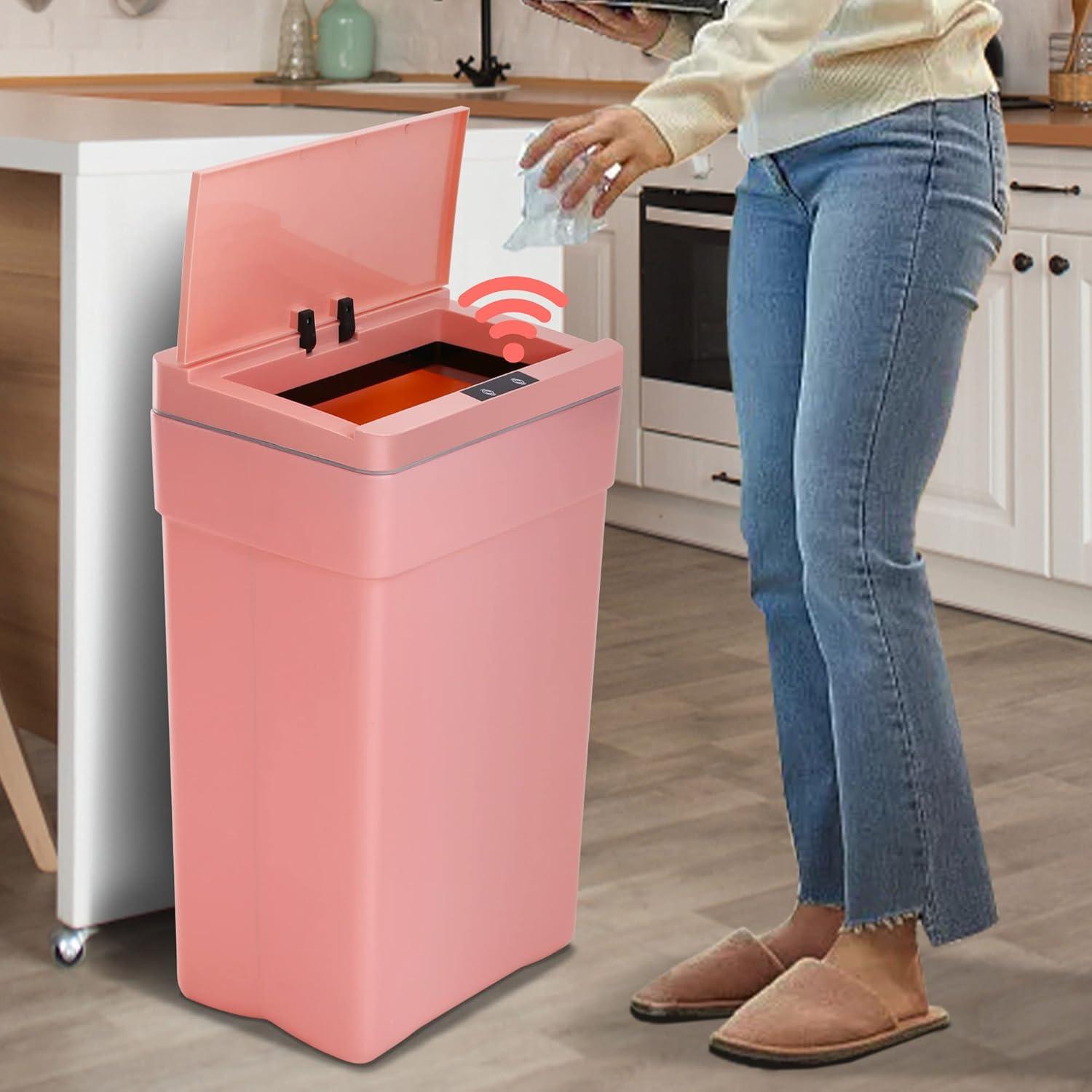 FDW Trash Can 13 Gallon 50 Liter Touchless Trash Bin with Lid Plastic Kitchen Waste Bin Quiet Operation &  Adjustable Sensitivity