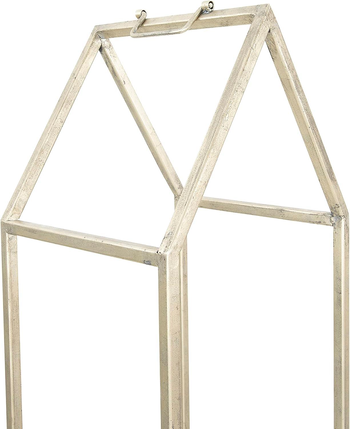 Storied Home Metal House Shaped Fire Wood Holder with Handle, Nickel