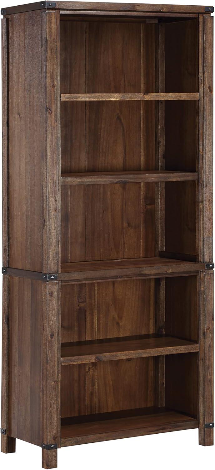 Baton Rouge 72" Bookcase in Brushed Walnut Finish in Engineered Wood