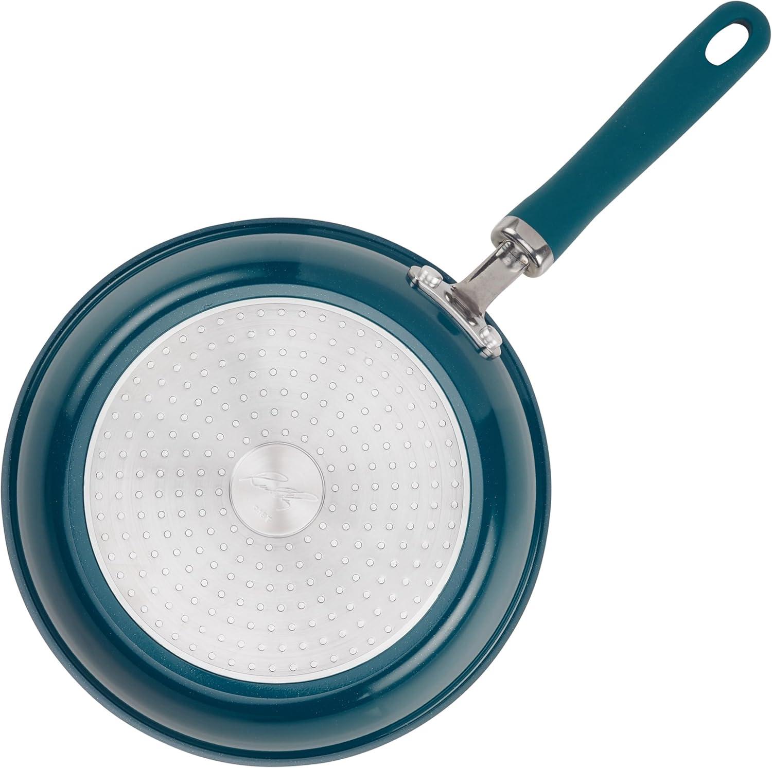 Rachael Ray Create Delicious 9.5" Aluminum Nonstick Deep Skillet with Lid Teal