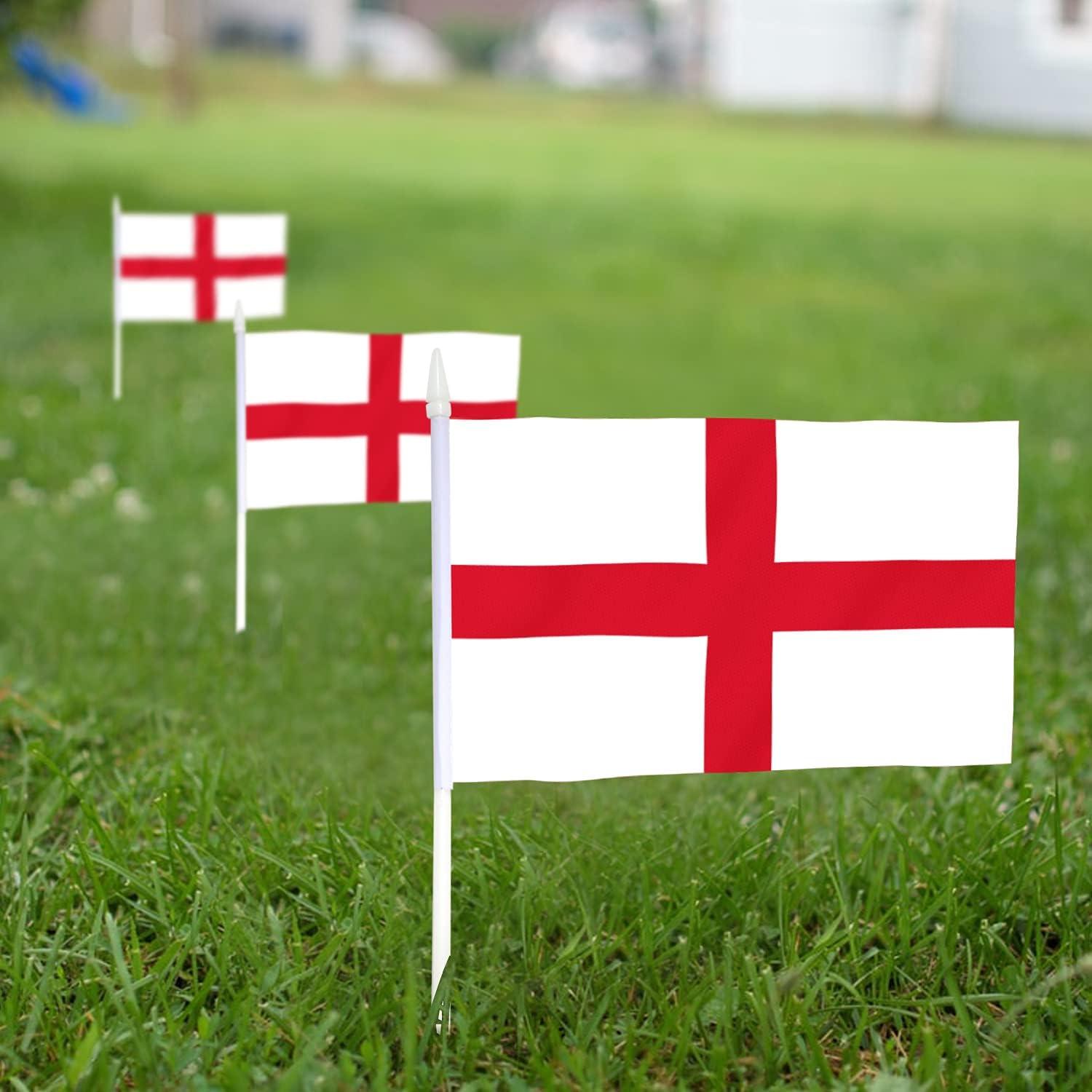 Anley England Mini Flag 12 Pack - Hand Held Small Miniature English Flags