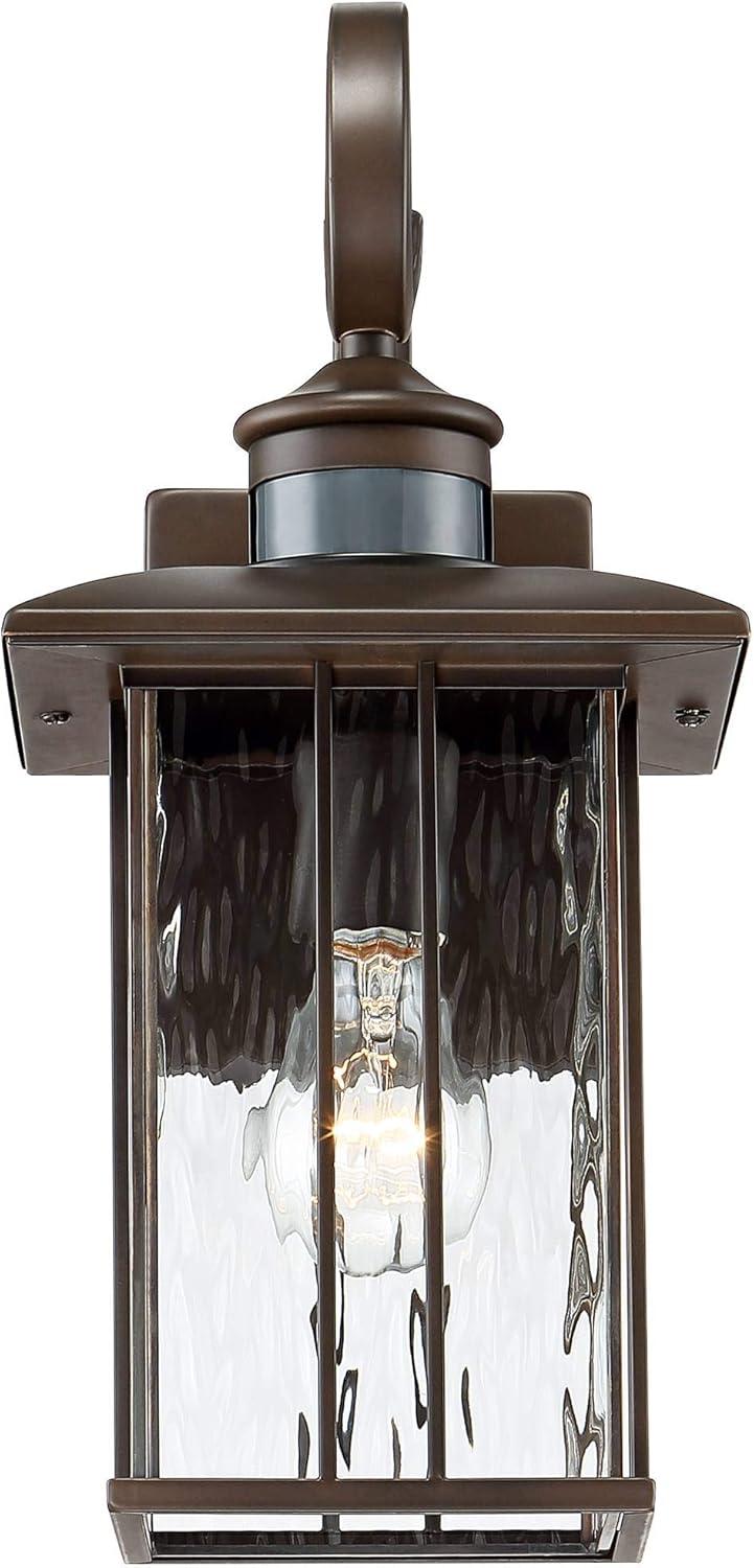 John Timberland Deaver Modern Outdoor Wall Light Fixture Bronze Dusk to Dawn Motion Sensor 15 1/4" Clear Water Glass for Post Exterior Barn Deck House