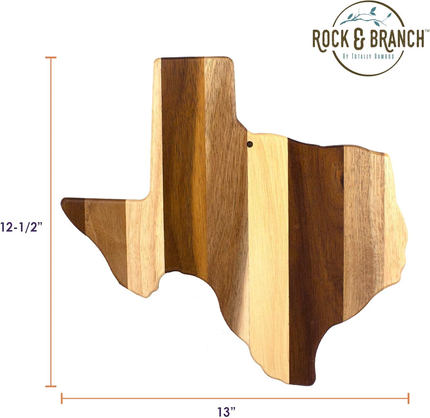 Totally Bamboo Rock & Branch Series Shiplap Texas State Shaped Wood Serving and Cutting Board | Great for Wall Art