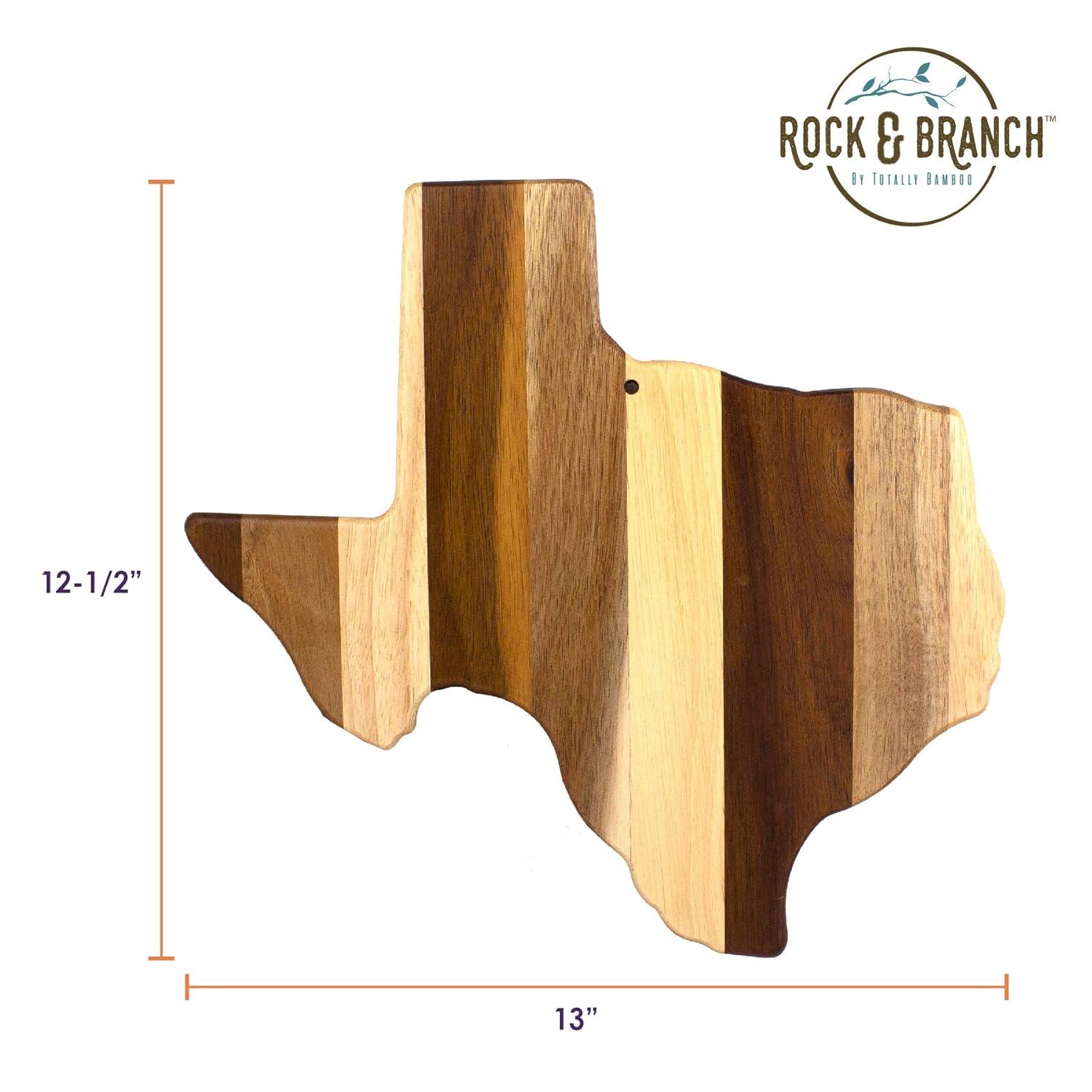 Totally Bamboo Rock & Branch Series Shiplap Texas State Shaped Wood Serving and Cutting Board | Great for Wall Art