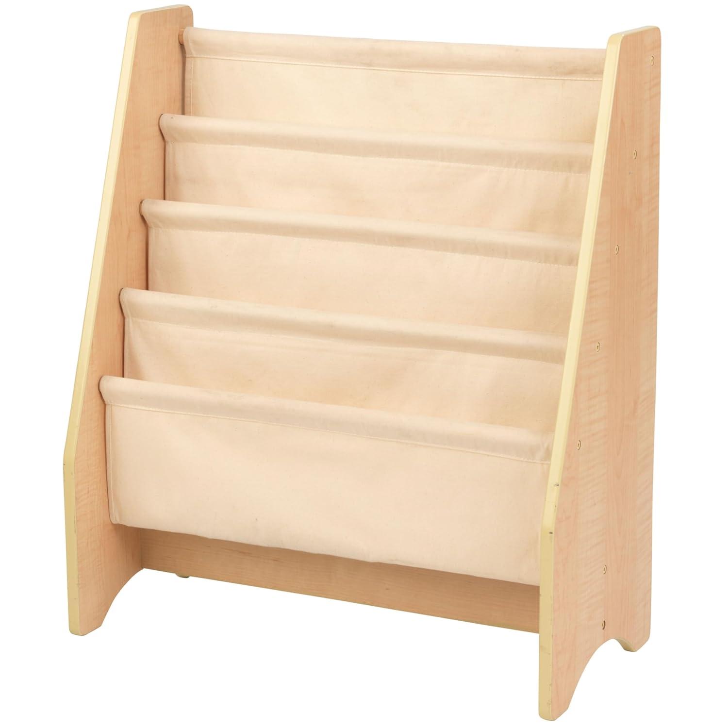 KidKraft Wood and Canvas Sling Bookshelf Furniture for Kids – Natural