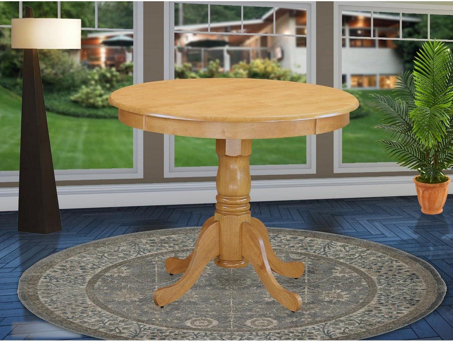 Oak Round Pedestal Dining Table for Four