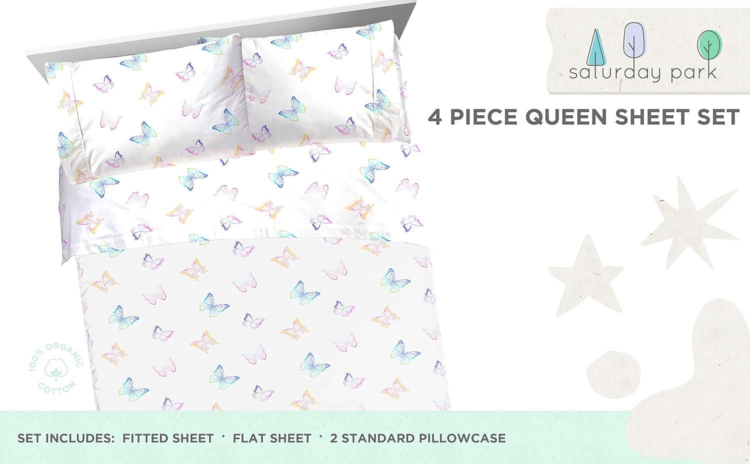 Saturday Park Saturday Park Ombre Butterflies 100% Organic Cotton Sheet Set