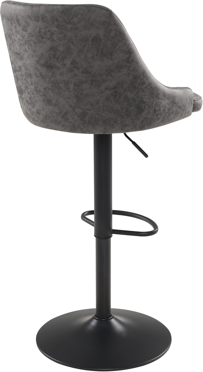 Sylmar Height Adjustable Stool in Charcoal Faux Leather