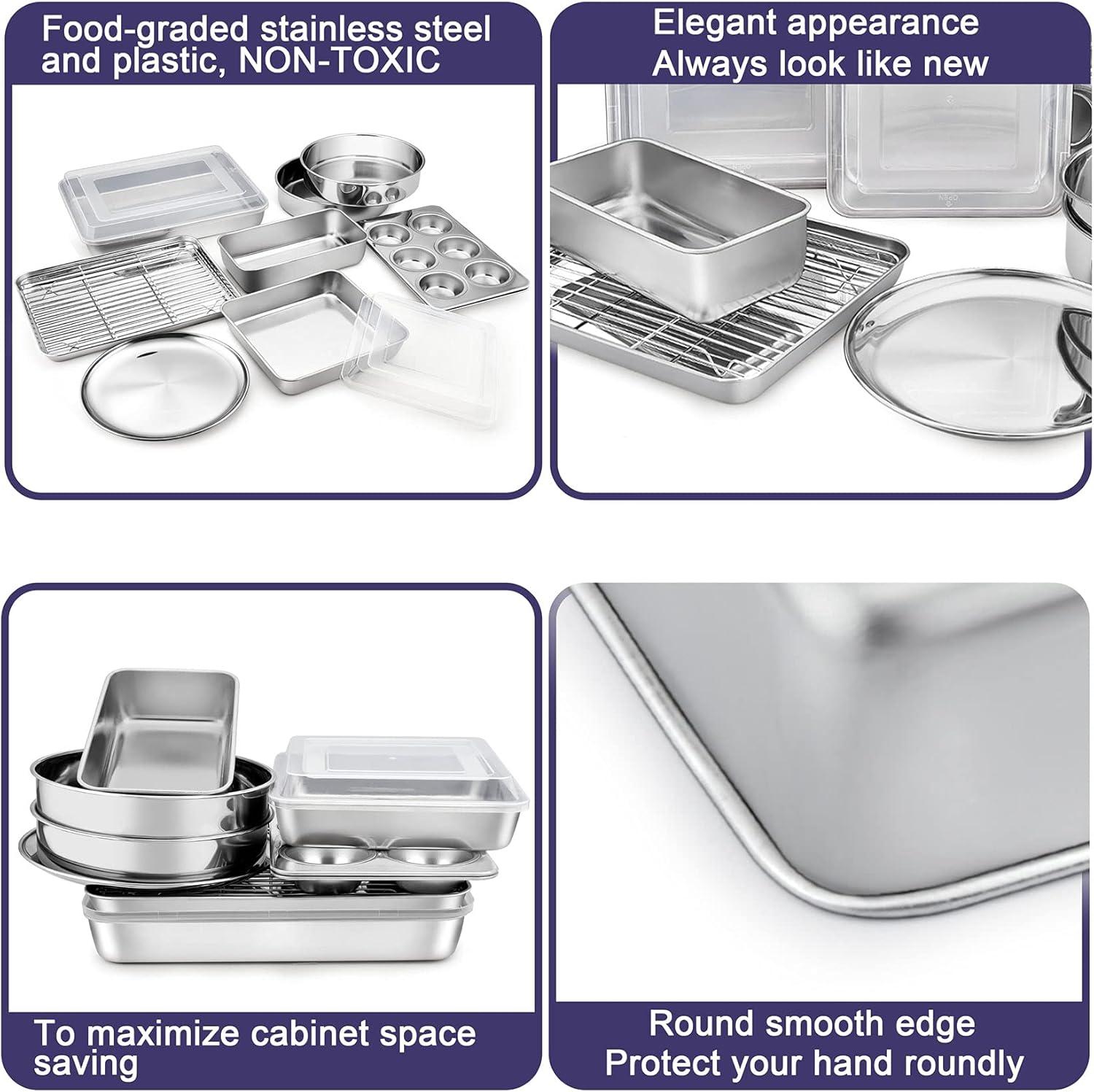 BOPWAY 12-Piece Stainless Steel Baking Pan Set