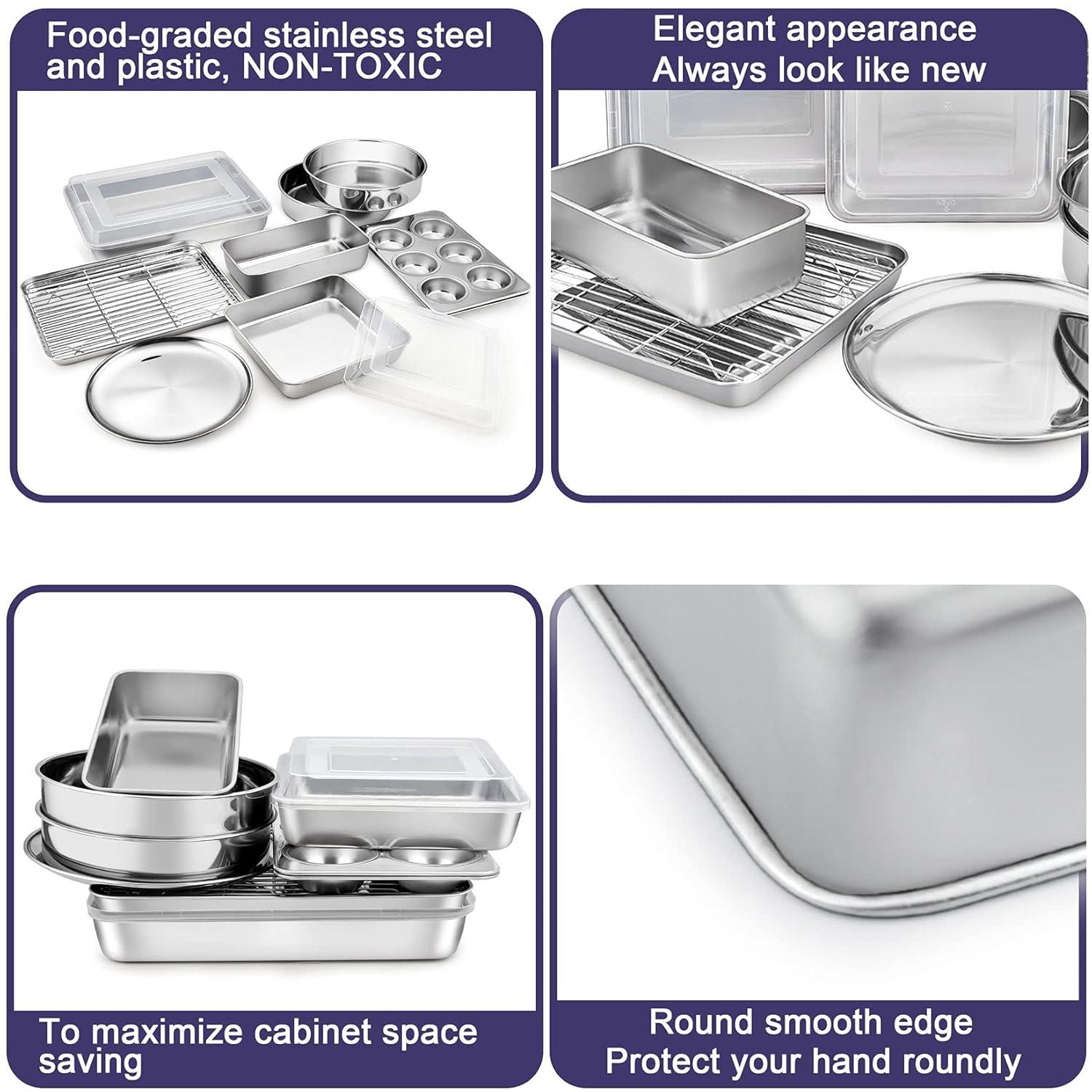 BOPWAY 12-Piece Stainless Steel Baking Pan Set