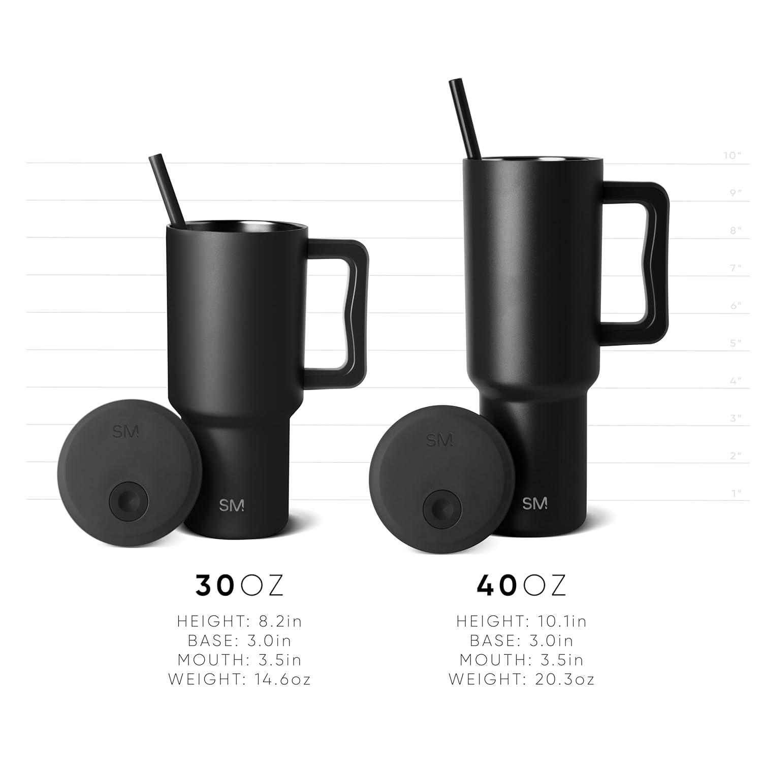 Simple Modern 40 oz Trek Tumbler with Handle and Straw Lid | Cup Holder Friendly Insulated Stainless Steel Travel Mug | Pink Candy Cane Toss