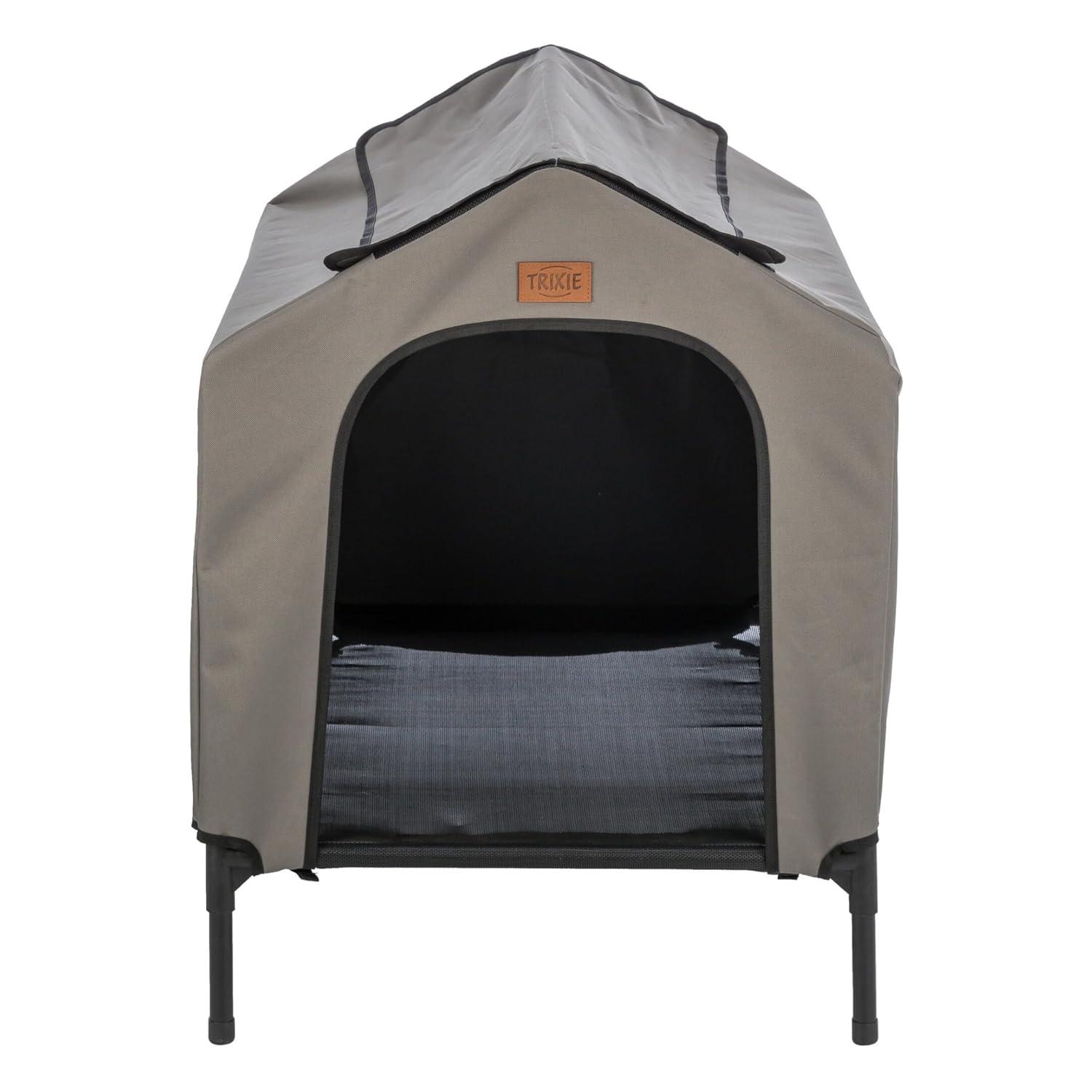 TRIXIE 2-in-1 Elevated Dog House, Portable Pet Camping Cot & Tent, Raised Bed & Dog Shade for Dogs
