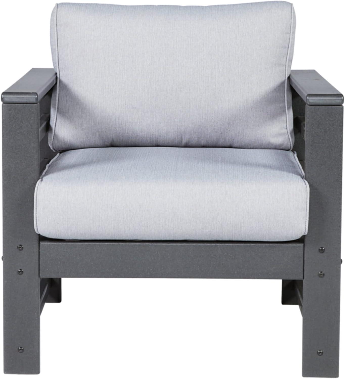 Signature Design by Ashley Casual Amora Outdoor Lounge Chair with Cushion (Set of 2)  Charcoal Gray