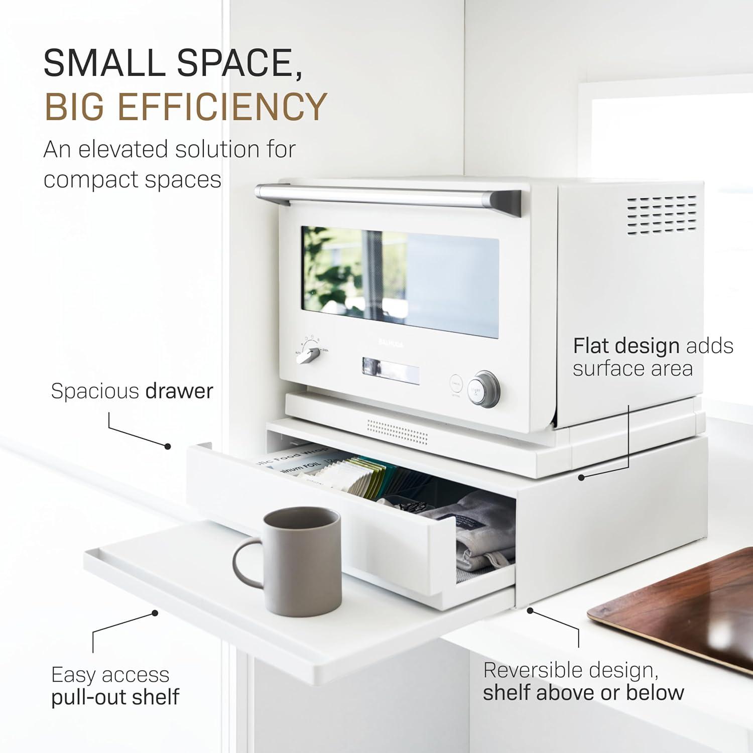 Yamazaki Home Yamazaki Home Countertop Drawer With Pull-Out Shelf, Steel, Holds 37 Lbs