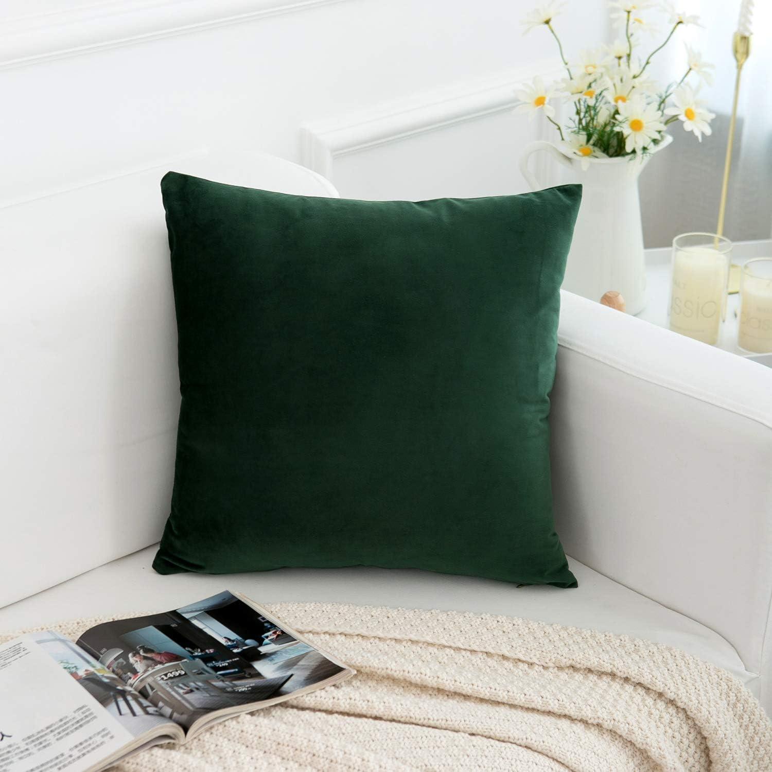 Dark Green Throw Pillow Cover 18" x 18", Set of 2