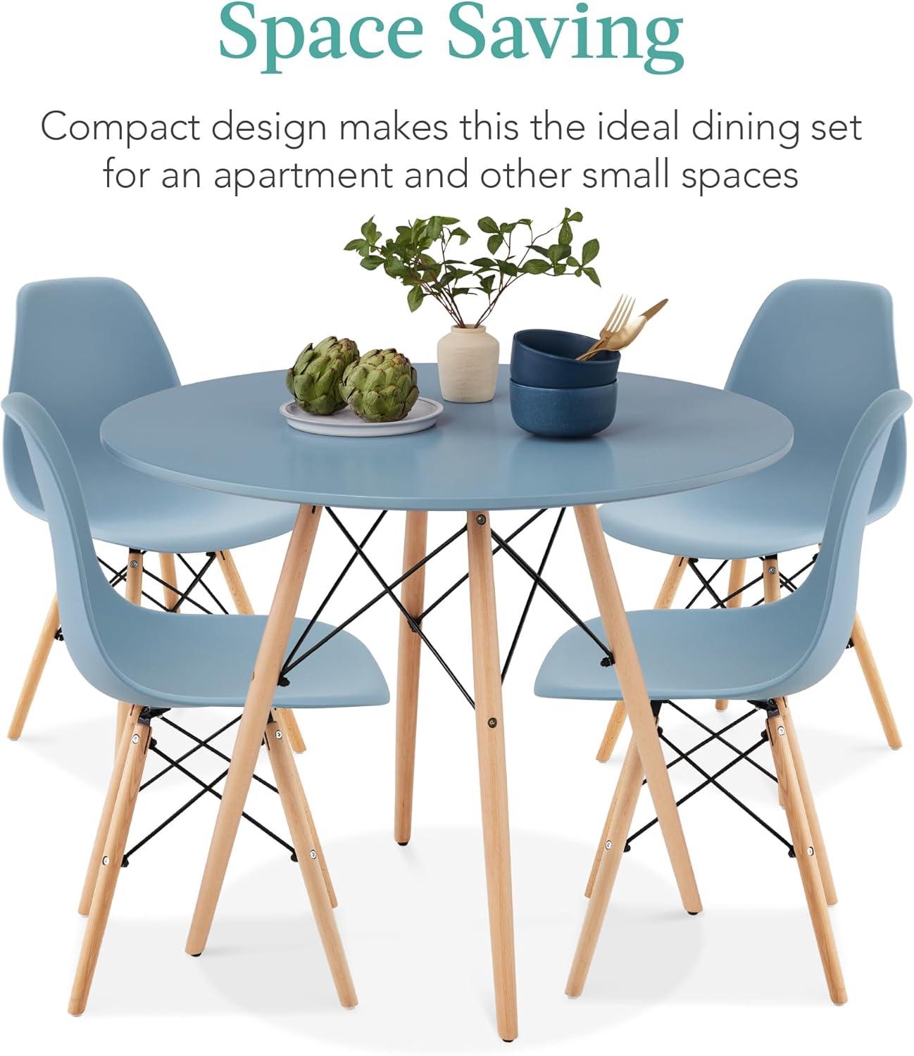 Best Choice Products 5-Piece Compact Mid-Century Modern Dining Set w/ 4 Chairs, Wooden Legs