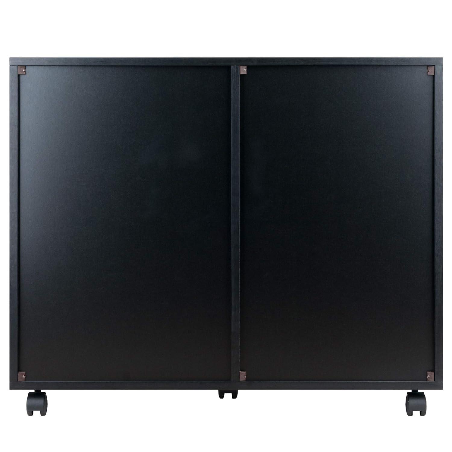 Halifax Cabinet with 5 Drawer & 1 Side Cabinet Black - Winsome: Mobile Storage Unit, Composite Wood, Modern Design