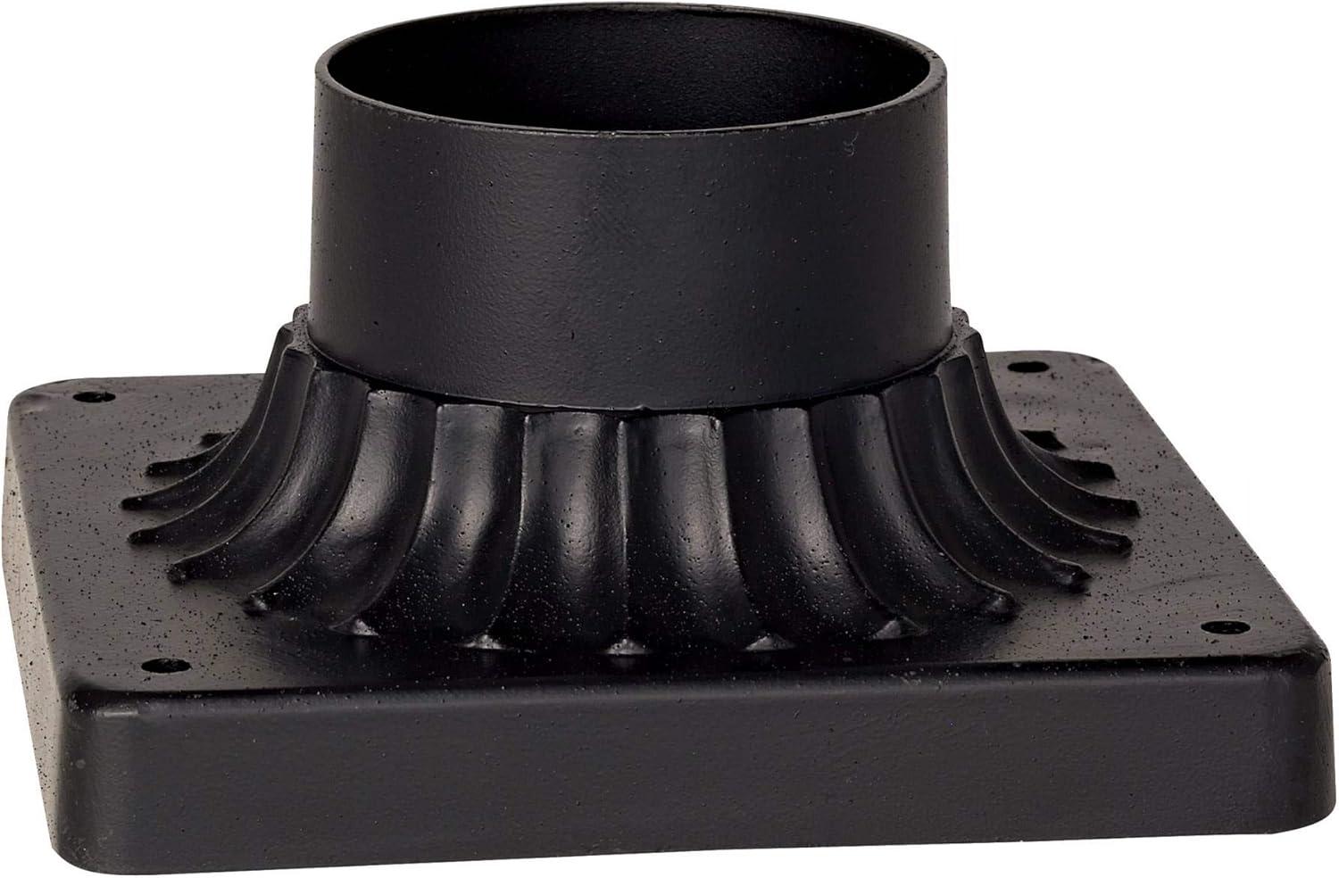 John Timberland Rustic Industrial Outdoor Post Light Mount Adapter Texturized Black Aluminum Fluted Base 5 3/4" for Exterior Barn Deck House Pantio