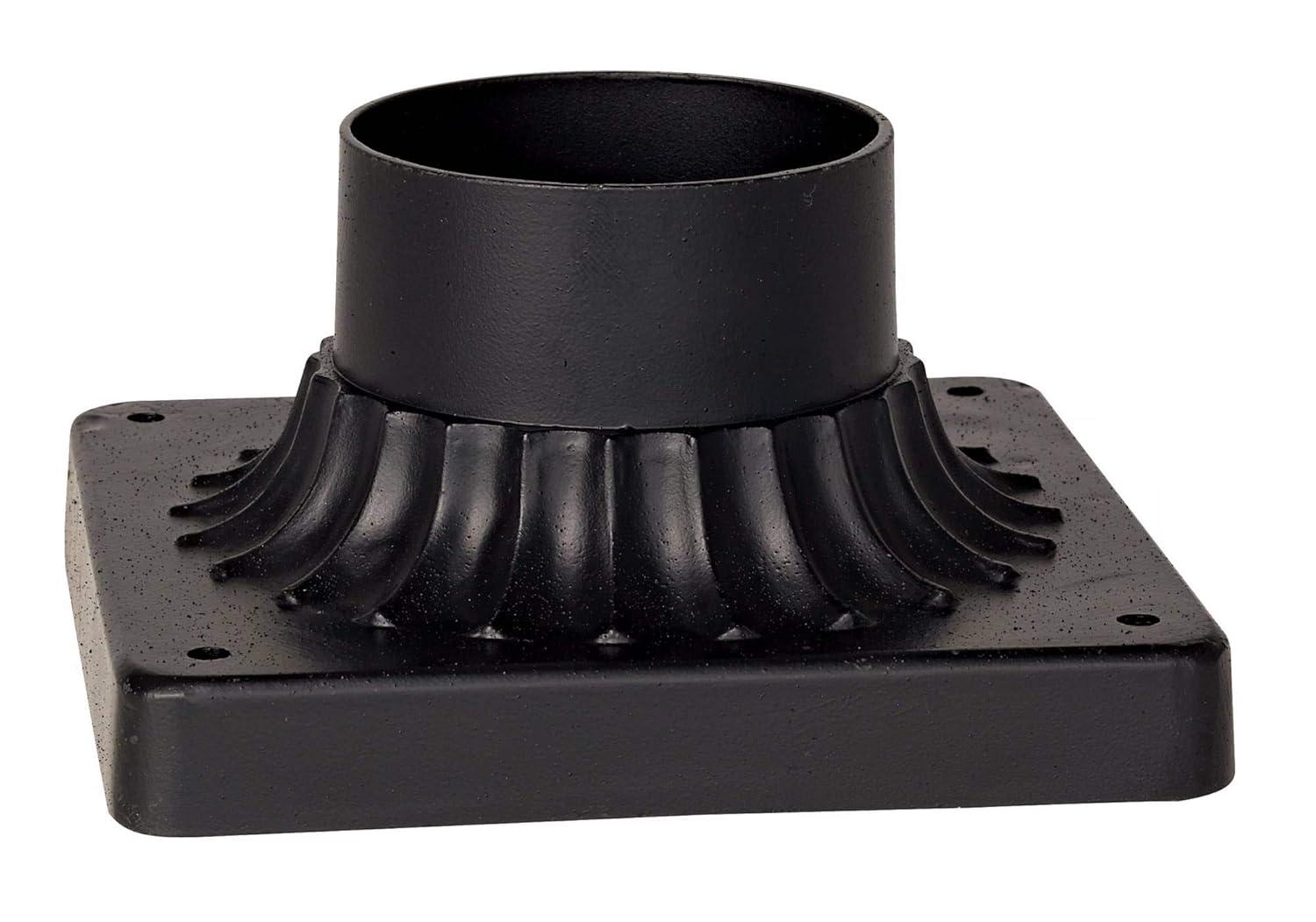 John Timberland Rustic Industrial Outdoor Post Light Mount Adapter Texturized Black Aluminum Fluted Base 5 3/4" for Exterior Barn Deck House Pantio