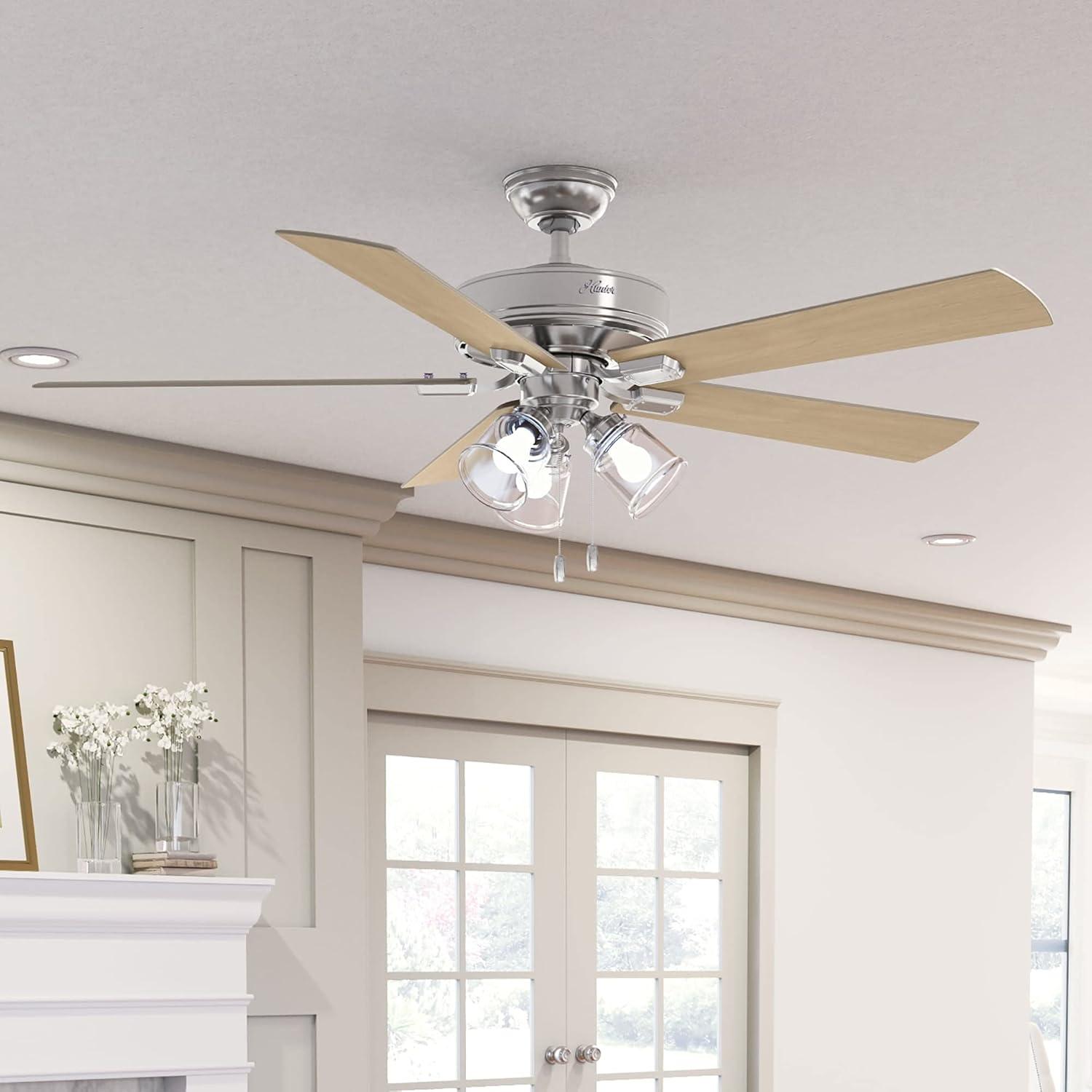 60" Crestfield 5 - Blade Ceiling Fan with Pull Chain and Light Kit Included